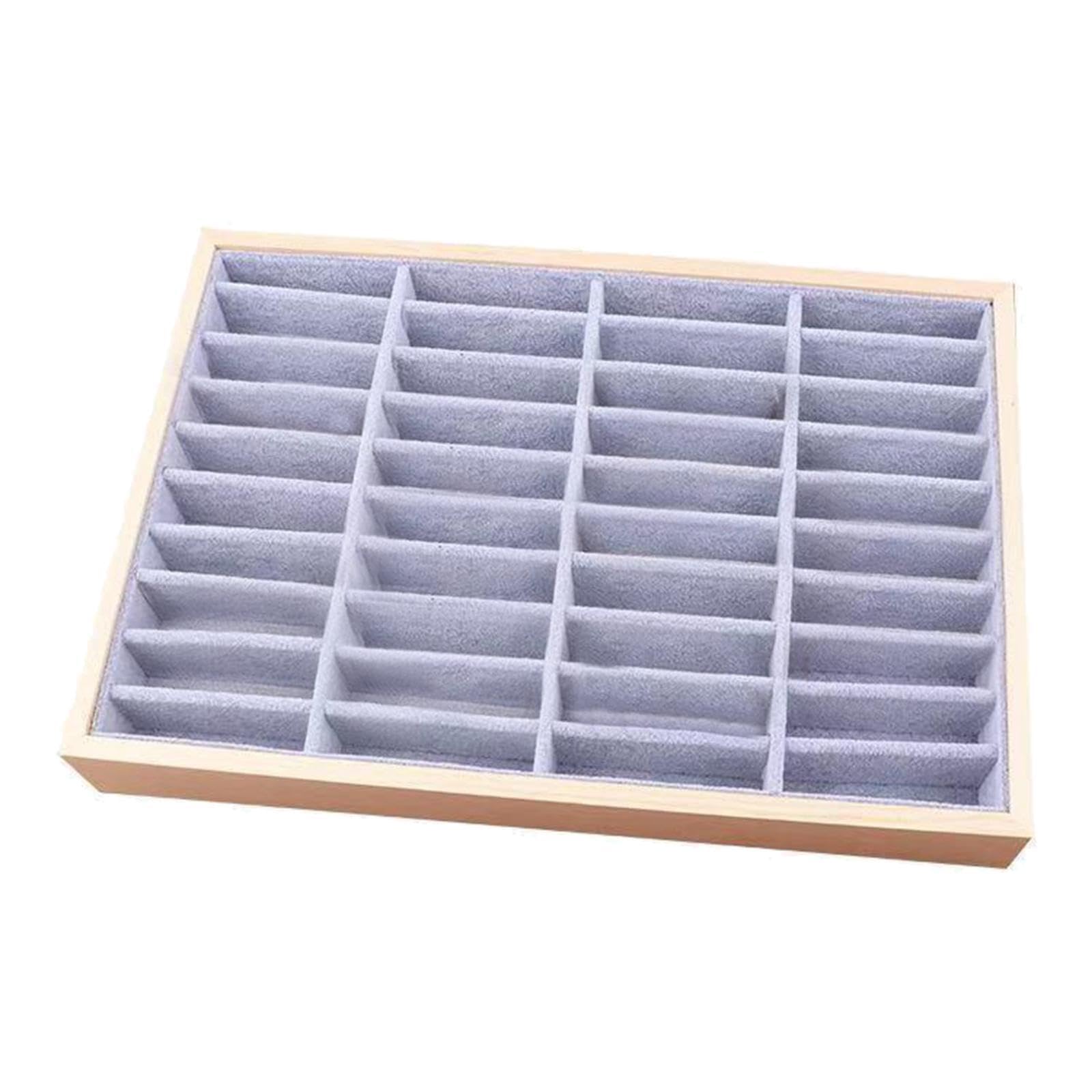 ALCXAZS Wood Velvet Jewelry Organizer Display Case Tray Box for Necklaces Elegant and Efficient Storage Bangle, Frost Velvet