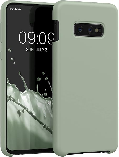 kwmobile Case Compatible with Samsung Galaxy S10e Case - Soft TPU Silicone Protective Phone Cover - Green Grey - 1