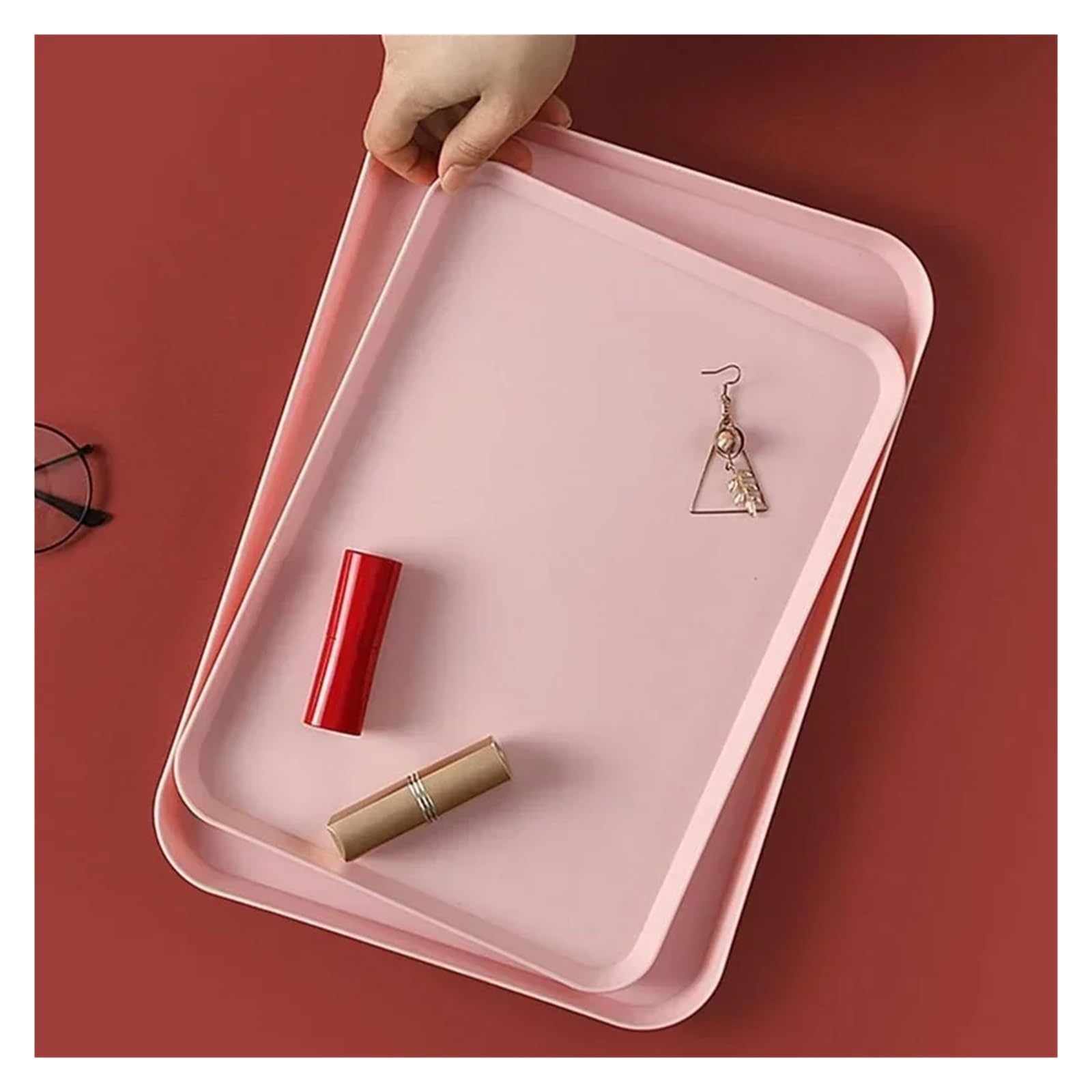 Plastikowa taca na żywność 30 x 22 cm blacha do pieczenia zielone prostokątne naczynie do domu i kuchni idealna do deserów gastronomicznych i restauracji