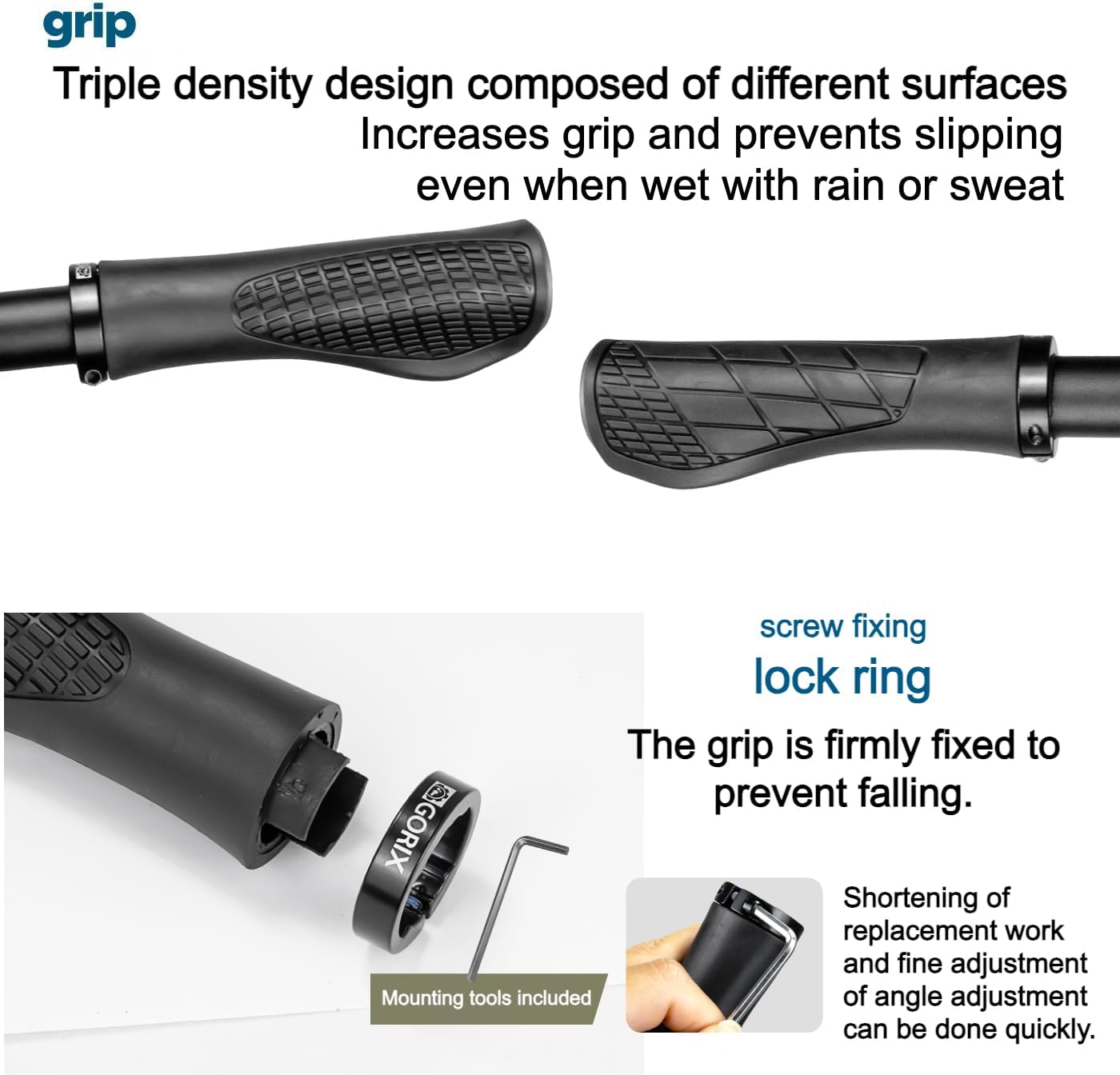 GORIX Bike Ergo Grip Handlebar Handle Grip Lock-on Bicycle Cycling (GQG22)