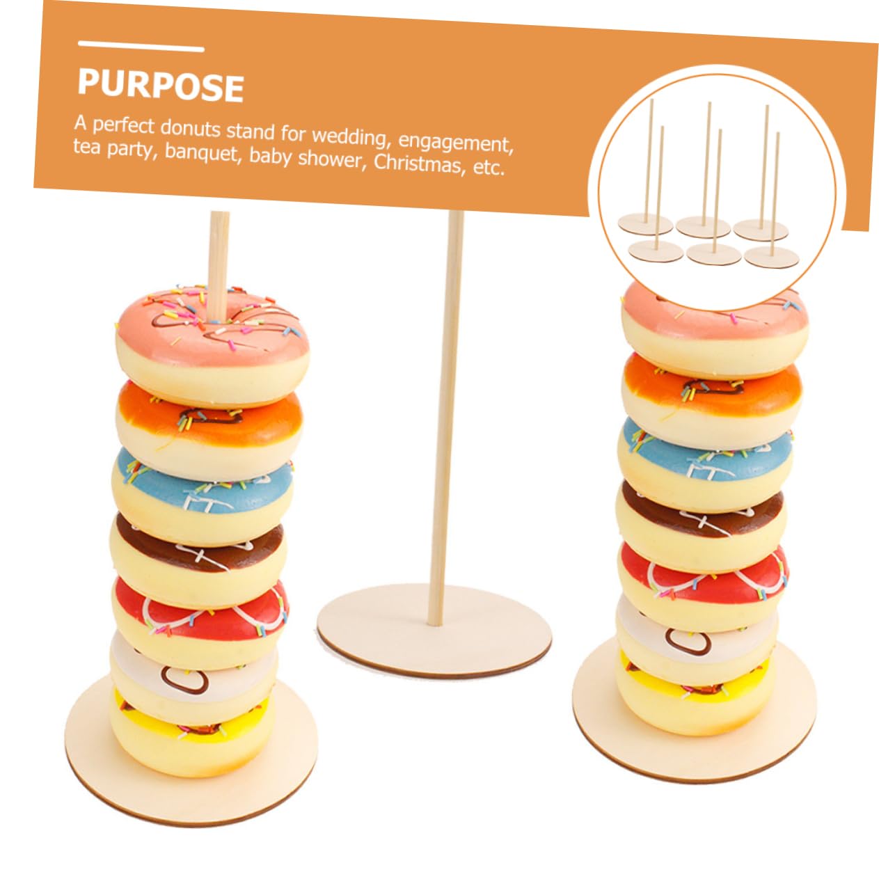 Abaodam 8piezas Soporte De Donuts Para Eventos Estante Reutilizable Para Dulces y Rosquillas Decoración Para Bodas y Fiestas Diseño Elegante y Resistente