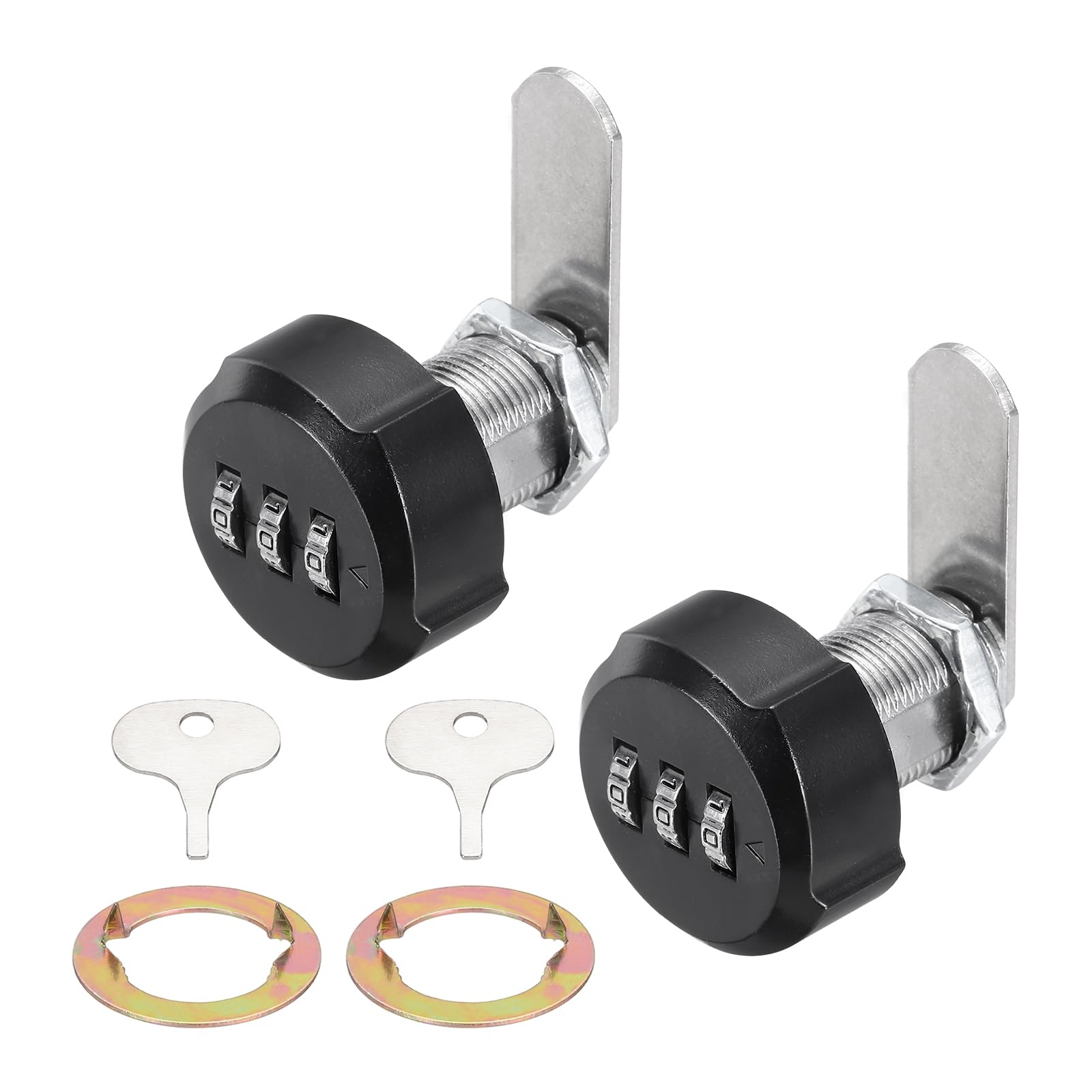 PATIKIL 2PCS Combination Cabinet Lock, 1Inch 3-Digit Keyless Metal Drawer Plum Blossom Head Locks with for Kitchen Cabinet Closet Cupboard Locker Wooden Door, Black
