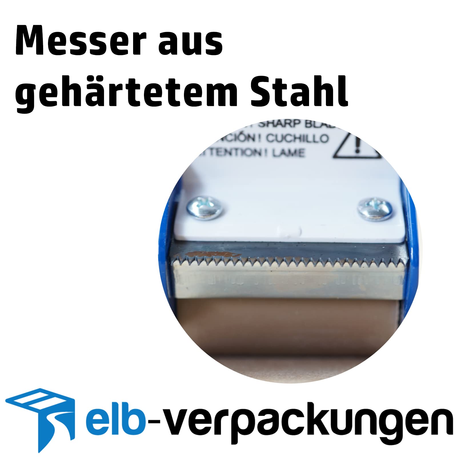 10 Stück - Handabroller - Profi-Ausführung - Version : STD - blau/blue - 50 mm - Klebebandabroller Metallrahmen - elb-verpackungen