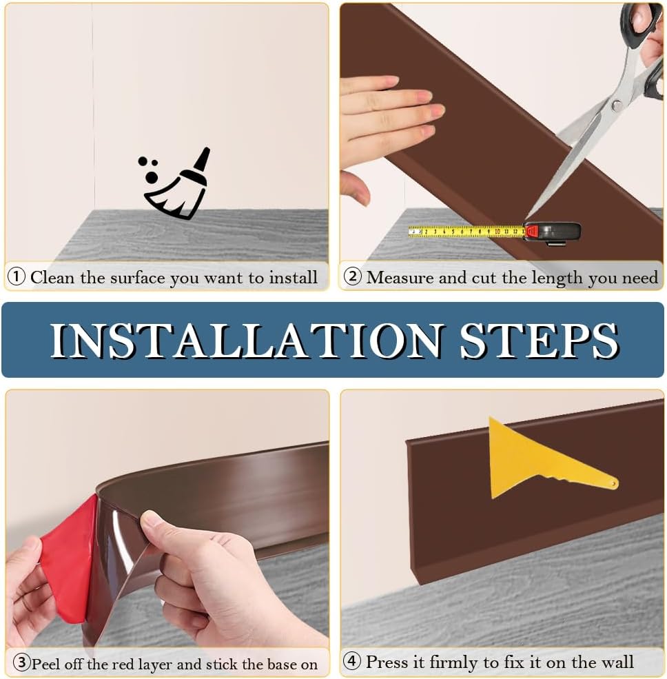 LSGCQ Vinyl Baseboard Molding Trim 4 Inch Self-Adhesive Vinyl Wall Base image 4