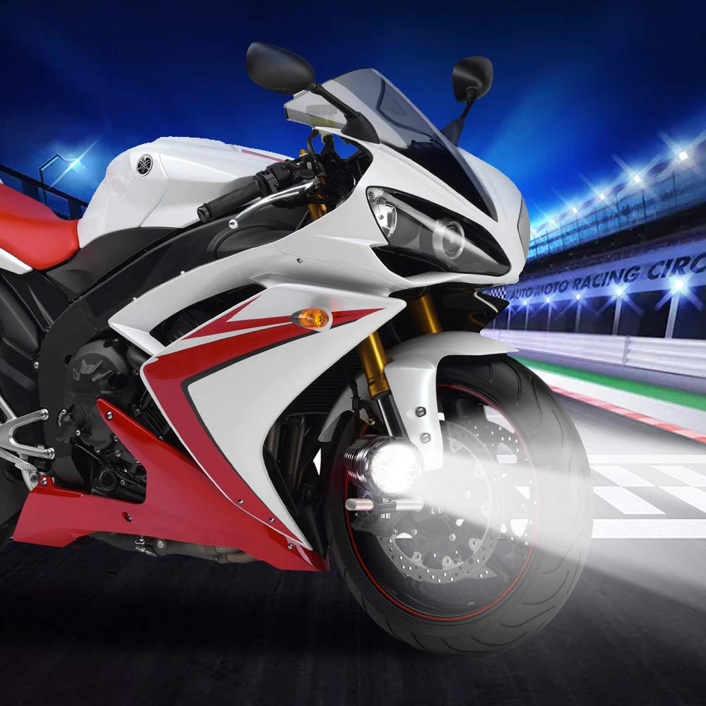 2x Motorcycle Driving Lights With ON/OFF Switch, Mini LED Headlights Fog Lights 12W Spotlight Auxiliary Lights Dual Color 6000K White 3000K Yellow For Bike ATV UTV Truck SUV