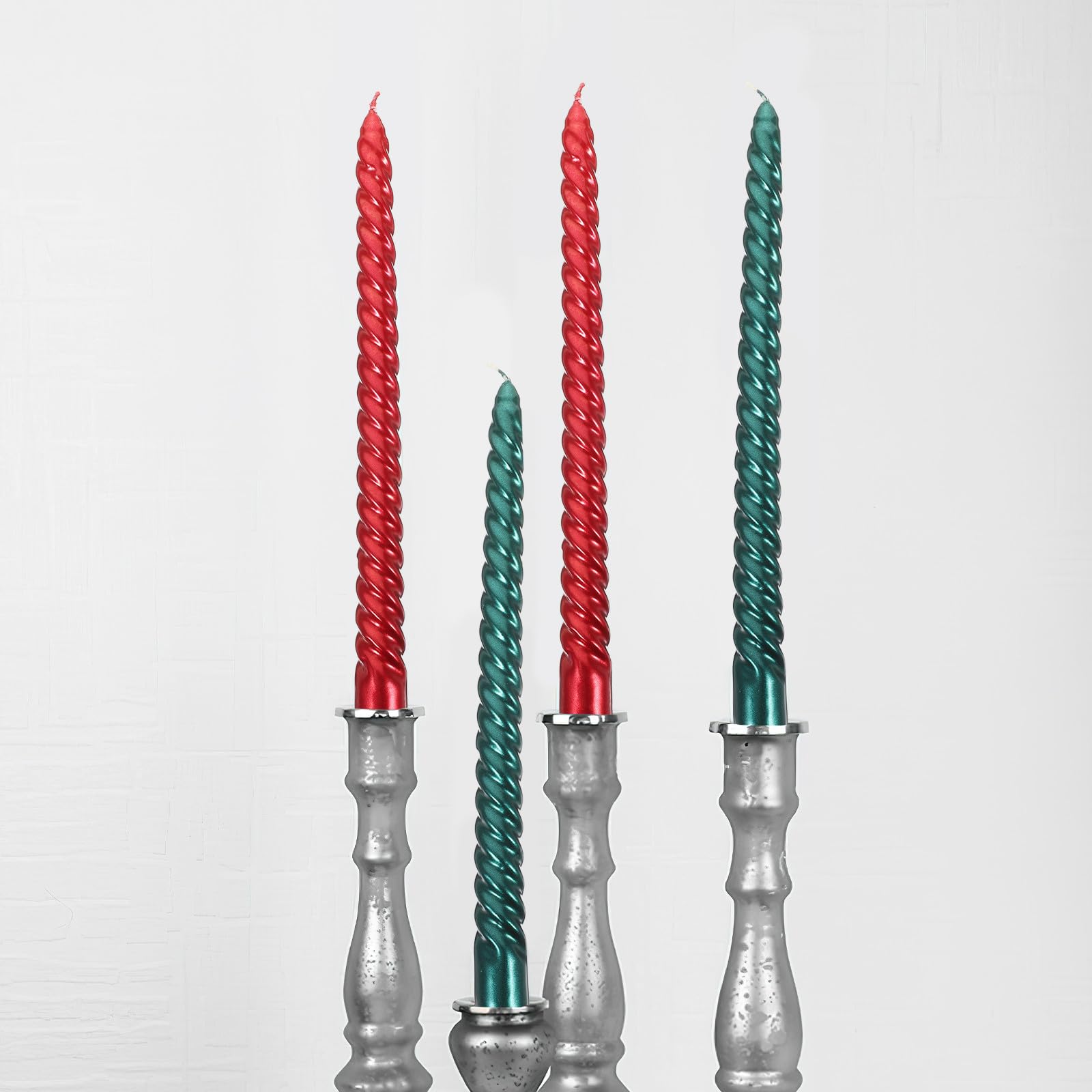 SHINEOFI 12piezas Velas Espirales Largas de Parafina para Decoración de Fiesta y Boda Velas Altas con Base Estable para Cena Romántica y Eventos Interior