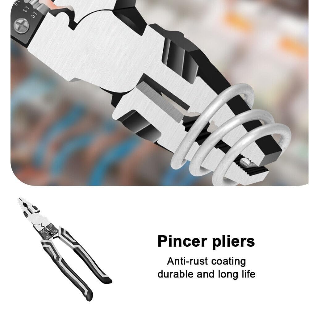 HEVIR 7-in-1 Wire Stripping Tool with Cutter, Gripping, Wrench, Crimping - Multifunctional Stainless Steel Pliers for Precision Cutting, Terminal Crimping, Electrical Stripping 2