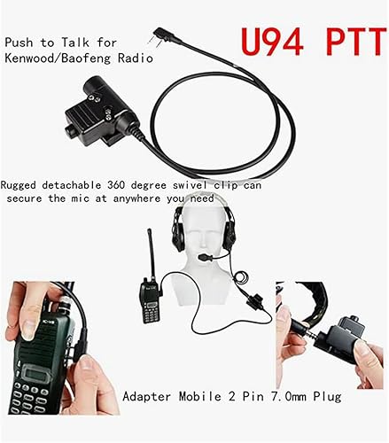 Miniatura 7 de Hdlsina Tactical Headset,Sound Pickup Noise Reduction & U94 PTT 2 Pin Noise Cancellation Function Comes with Tactical Goggles