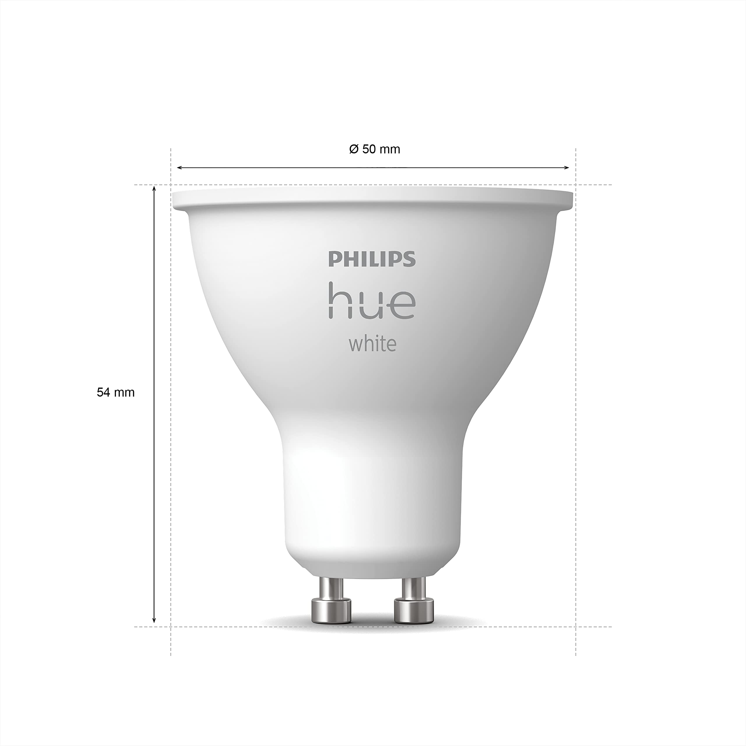 Philips Hue Starterpaket - GU10 - mit 4 Spots - Warmweißes Licht - inkl. 1 Hue Bridge - Hue White
