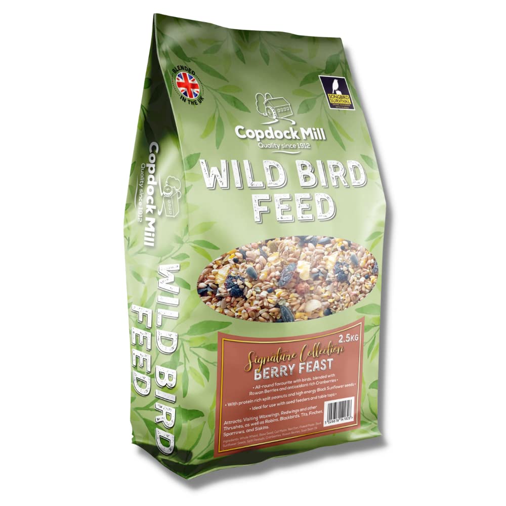 Copdock Mill Wild Bird Seed 2.5kg – Signature Collection Berry Feast Wild Bird Food – All Year-Round Bird Seed – 100% Natural Ingredients Including Peanuts for Wild Birds – Suitable for All Species