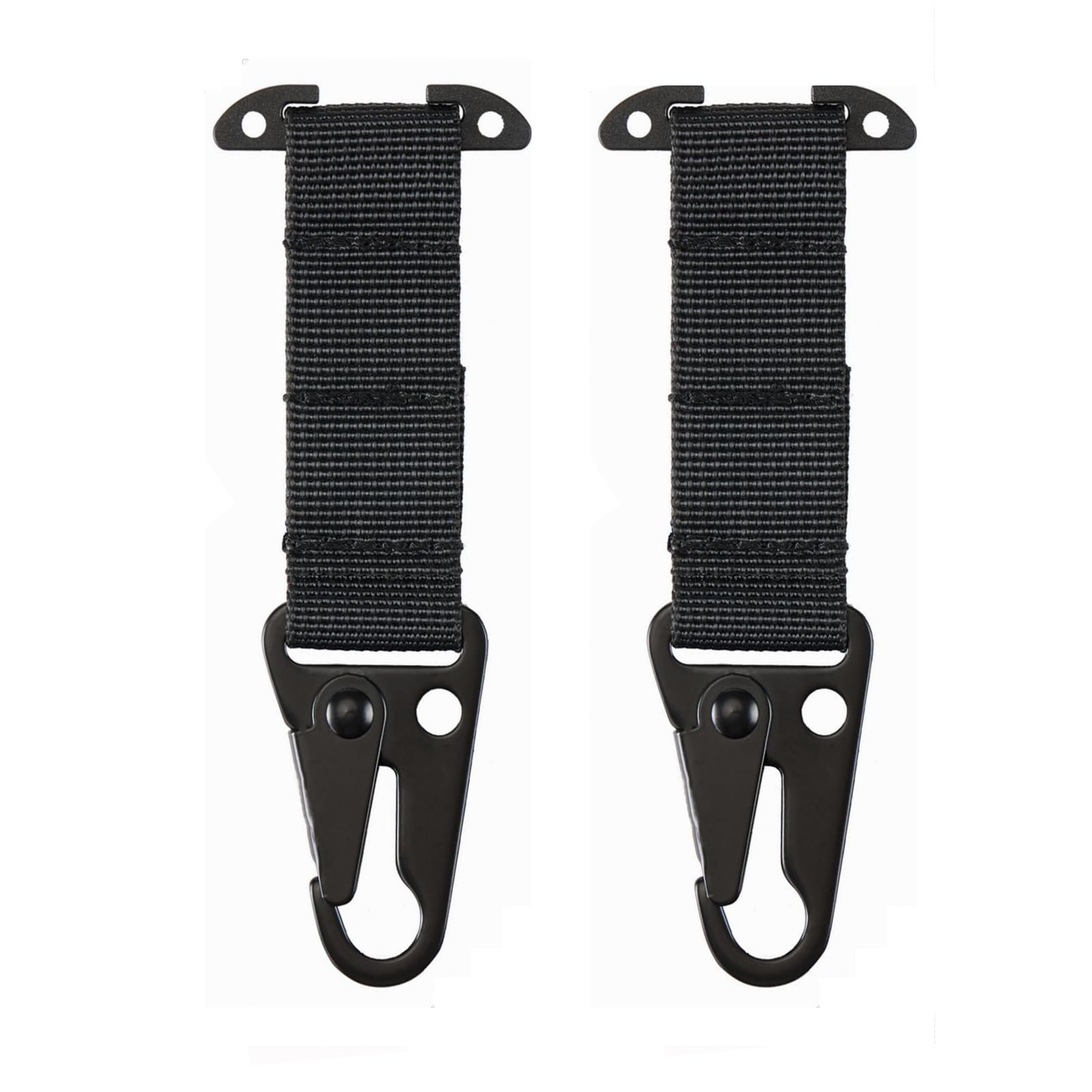 Tactical Gear Clip,Hanging Molle Webbing Belt Clip T-Mount Molle Clips Clash Hook for Outdoor Tactical Backpack Vest Key Holder Accessories (Black 2pack)