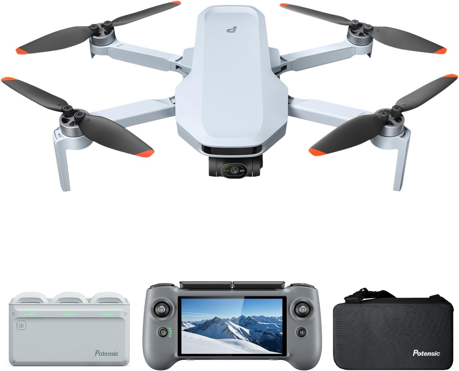 Potensic Atom 2 Fly More Combo with RC PTD 1, Drone with Camera for Adults 4K Video, 8K Photo, ＜249g, 10KM Transmission, AI Track, Vertical Shooting, AI Night Shot, QuickShots (96-Min Flight)