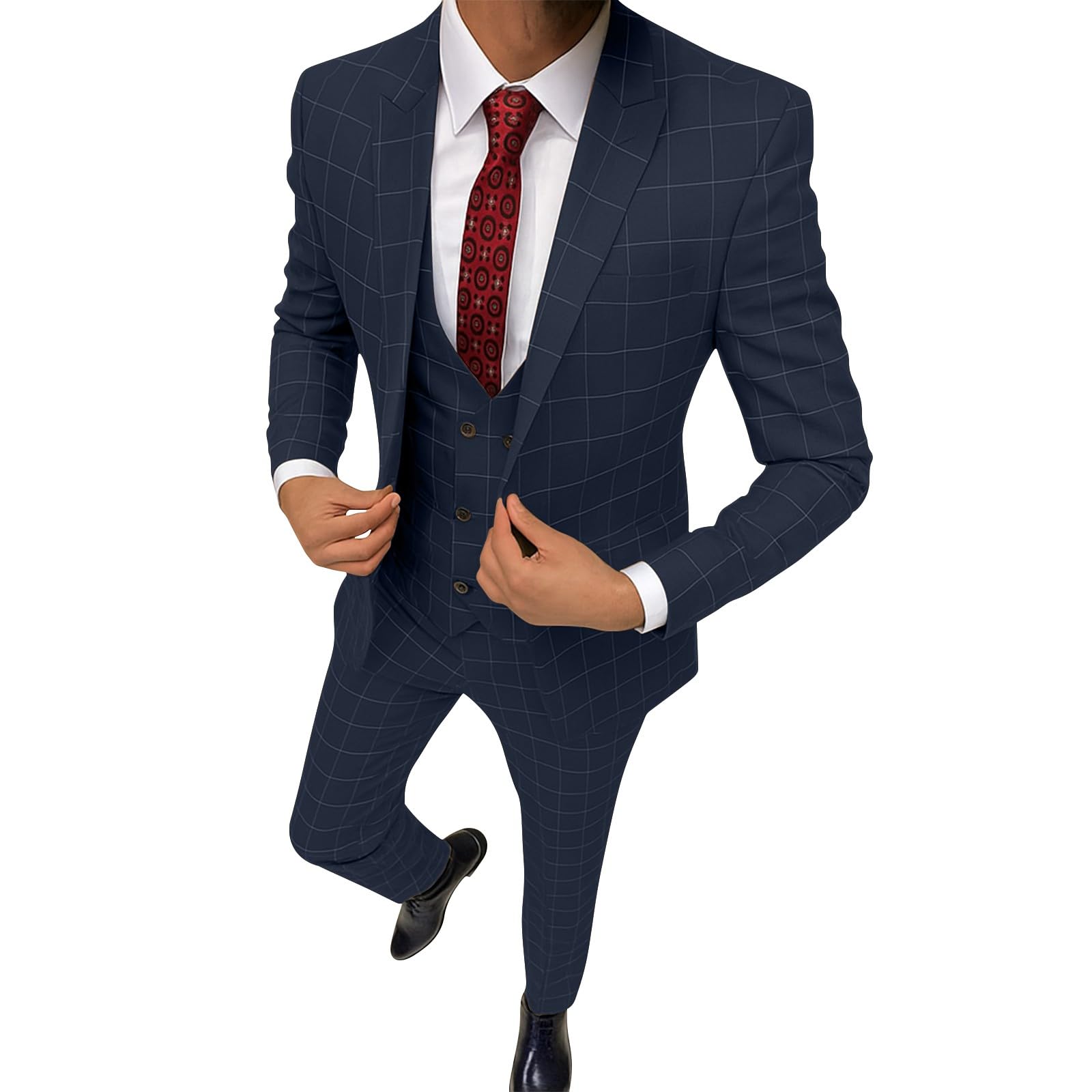 Abito Da Uomo In 3 Pezzi Tinta Unita Affari Blazer Pantaloni Gilet Elegante Smoking Formale Da Matrimonio Completo Da Uomo Dinner Casual Abiti Da Lavoro Business Cerimonia Slim Fit Abito Da Sposa
