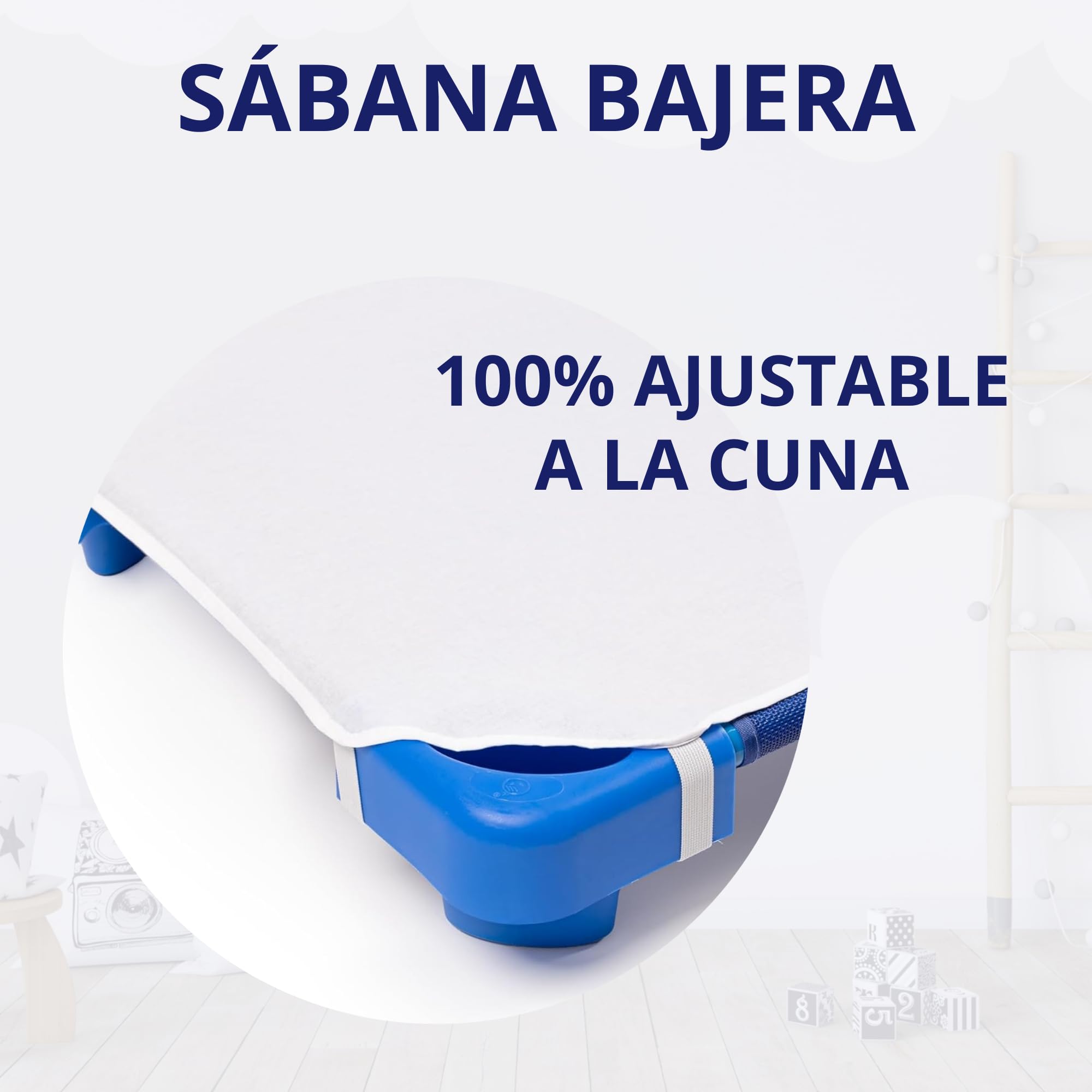 Sábana Bajera para Cuna Apilable de Guardería - Sábana 100% Algodón Blanco - 132cm x 53cm