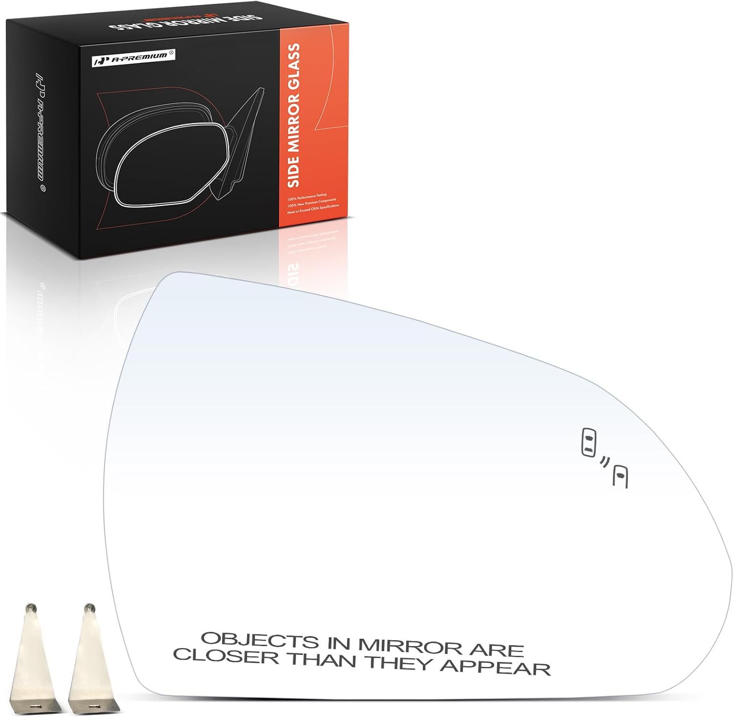 A-Premium Right Passenger Side Heated Mirror Glass with Backing Plate - Compatible with Hyundai Elantra 2017 2018 2019 2020 - Exterior Side View Convex Mirror with Blind Spot Detection