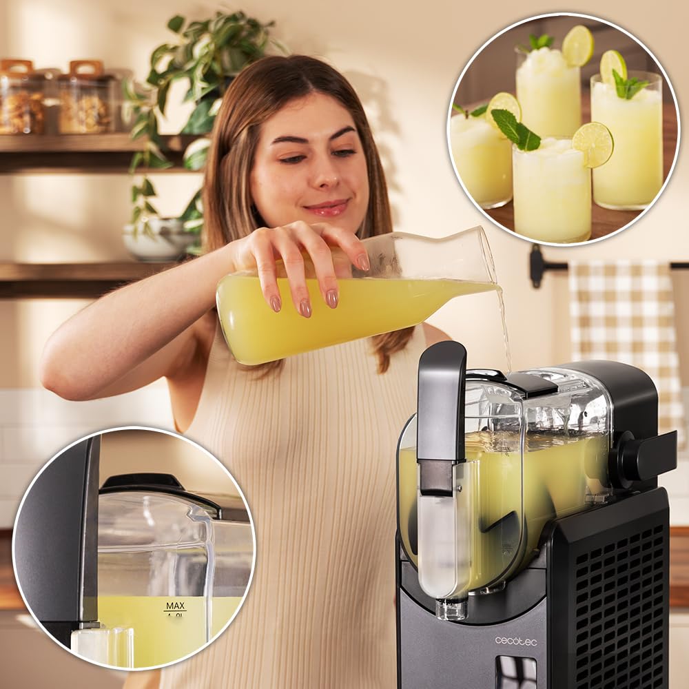 Cecotec Macchina per Granita - Sorbetto Elettrica 2,6L Twist&Ice 2600. 220W, Bevande in 15-60min, 1,9L per Ingredienti, Tattile, 6 Modalità, Raffreddamento Adattabile, Ergonomico, Beccuccio Antigoccia