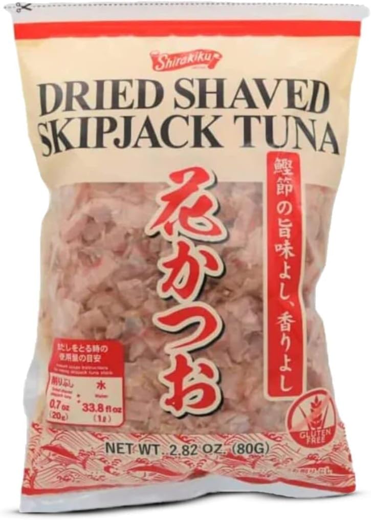 Shirakiku Japanese Dried Skipjack Tuna Flakes Hana Katuso Great for Cat Feline & More - Crispy and Flavorful Tuna Flakes, Easy to Digest, Low Carb Cat Food, 2.82 Oz - (Pack of 3)