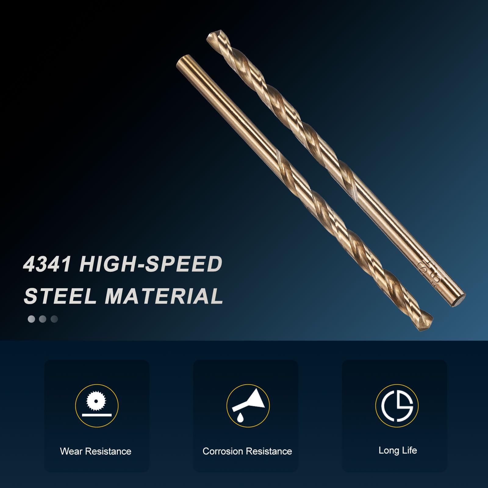 PATIKIL 4.2mm Drill Bit #19, Micro Number Small Bits 4341 High-Speed Steel 135° Gold for Soft Thin Metal Steel Wood Acrylic - 10 Pack - Image 3