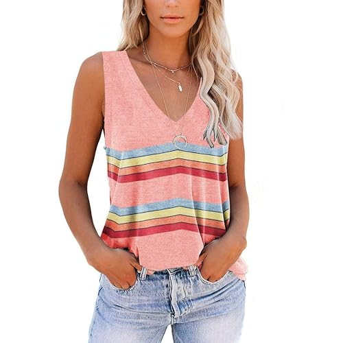 SAUKOLE Women's Sleeveless Tank Tops Cute Printed Loose Fit Yoga Workout Running Exercise T-Shirt