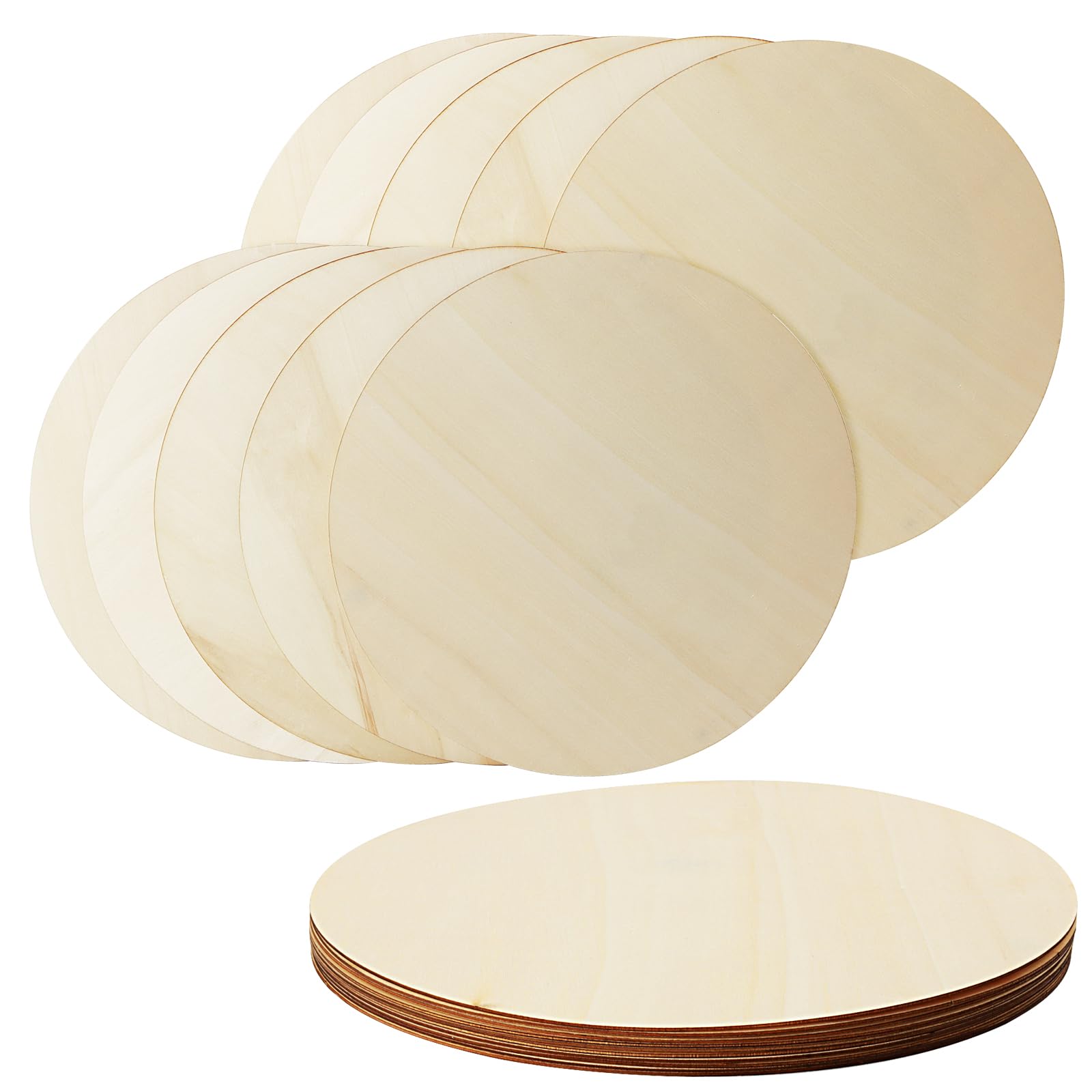 Cerchi in legno da 10 pezzi da 70 mm per artigianato, dischi rotondi in legno non fini per ptura, colorazione, bruciare e pirografia