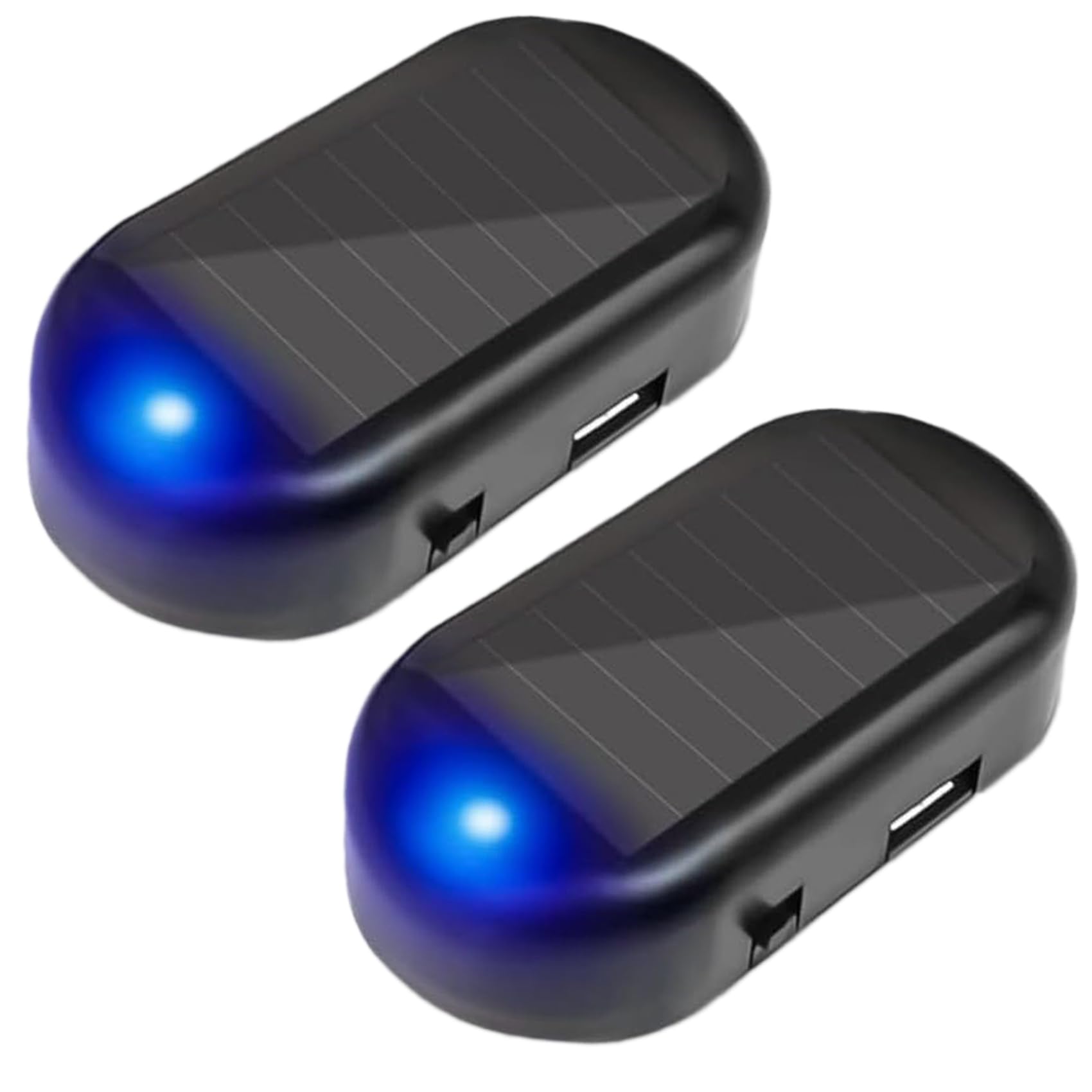 2Pack Solar Simulated Dummy Alarm Warning Lamp,WONFAST Mini Anti-Theft LED Flashing Security Light Car Fake Lamp,Automotive Warning Interior Lights with USB Charger Port (Blue)