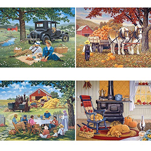 Bits and Pieces - 4-in-1 Multi-Pack - 300 Piece Jigsaw Puzzles for Adults-Each Measures 16" x 20" (46cm x 61cm)-Simpler Times by Artist John Sloane - Image 3