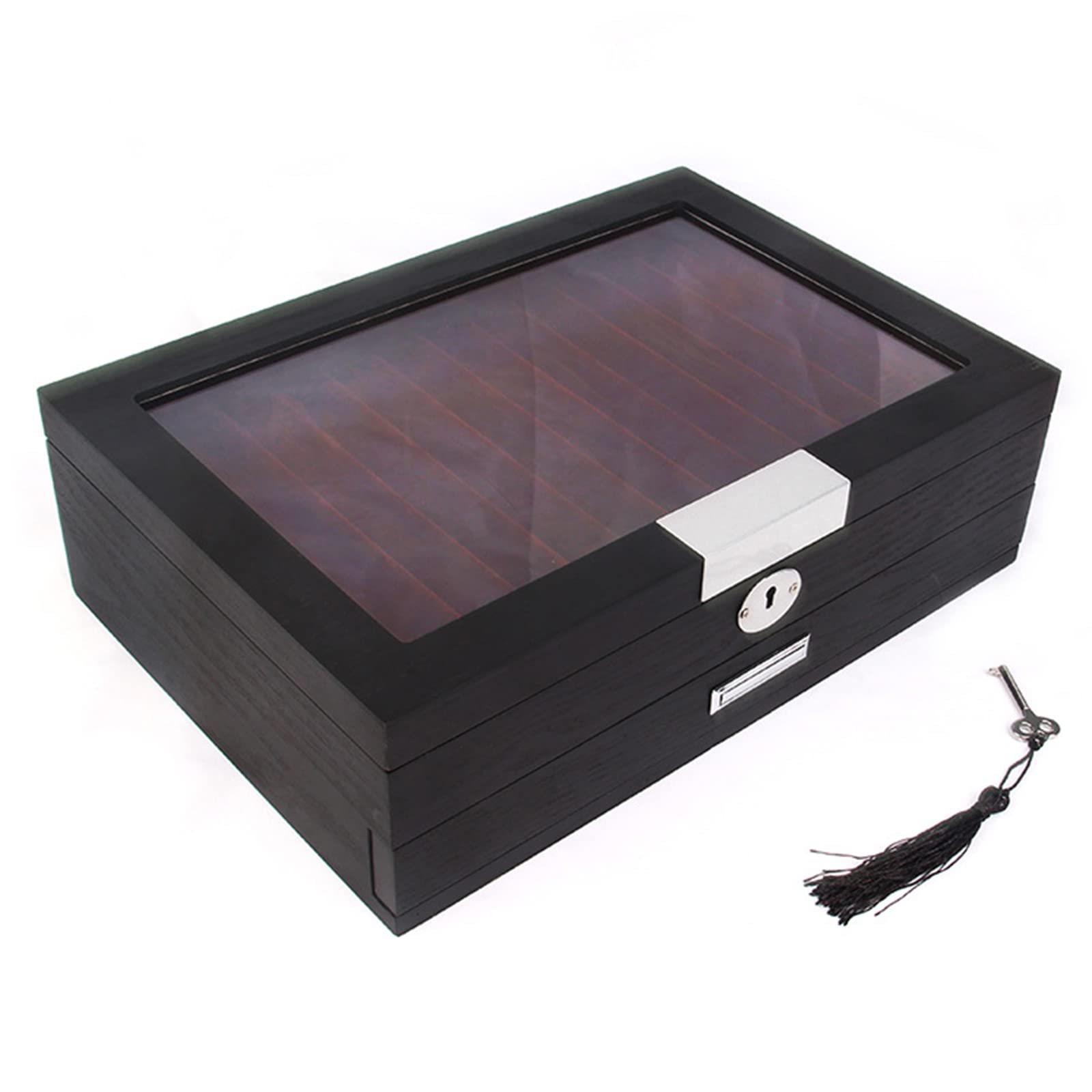 Generico Portapenne in Legno con Cassetto, Finestra in Vetro E Ampia capacità: Un Regalo Perfetto per Gli Uomini (30.5 * 21 * 7.5cm)