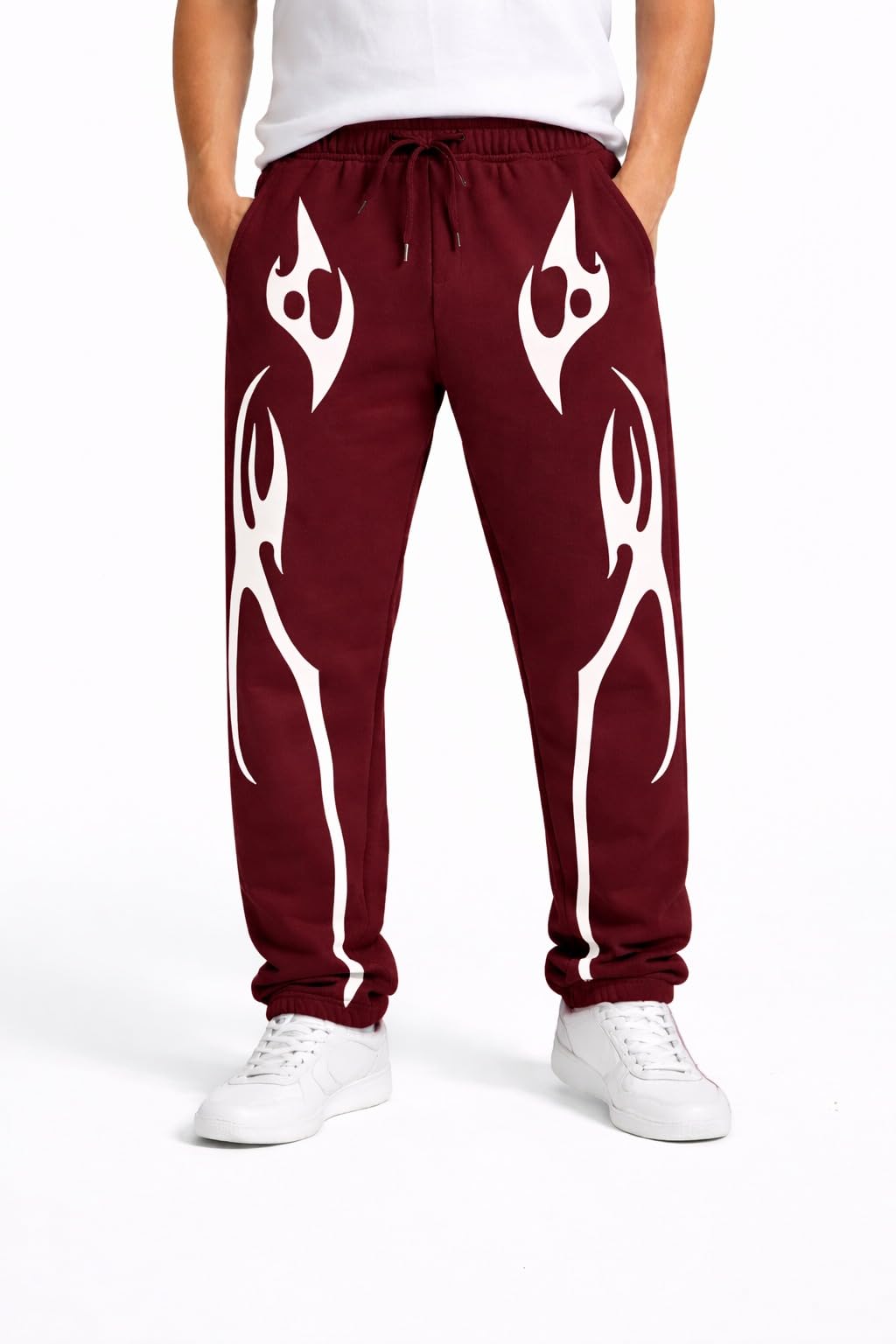 rf raves Raves Men Streetwear Printed Track Pants with White Flame Print | Premium Cotton Blend Joggers | Elastic Waist | Casual & Lounge Wear-picture-15