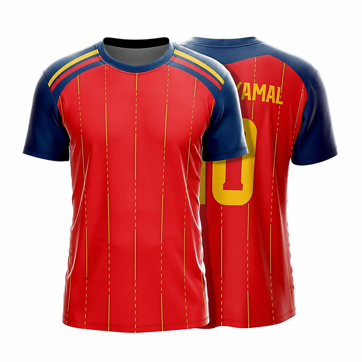 Spain Inspired Football Jersey Custom Name & Number | Personalized Soccer Jersey for Men, Women, Boys & Girls | Sports T-Shirt | Quick Dry Polyester | Half Sleeves | Sizes 2 Years to 4XL-image-26
