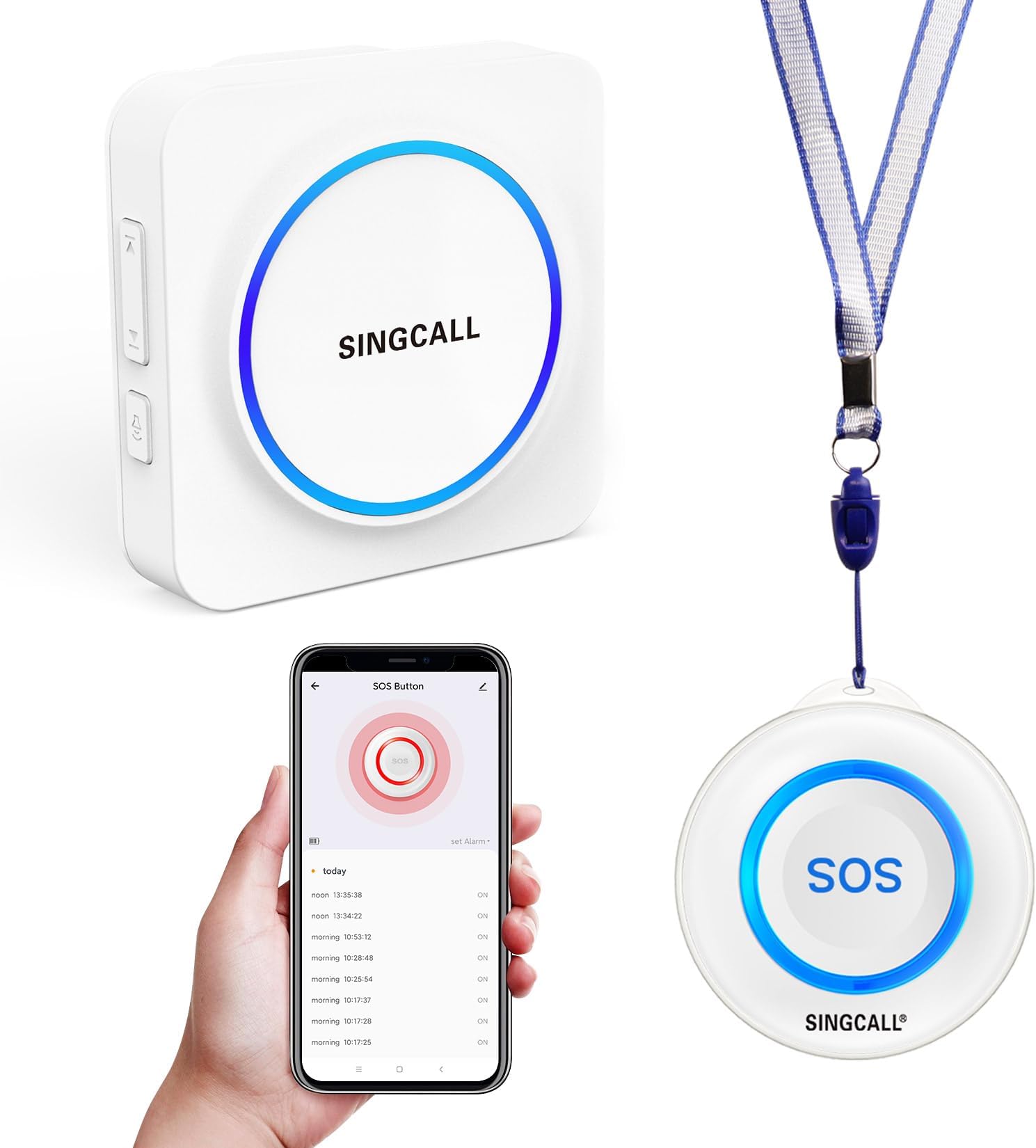 Tuya Wifi Smart SOS Emergency Button System, Personal Alarm System for Elderly/Patient/Seniors/Kids, 1 Panic Button Connected to Phone and 1 receiver