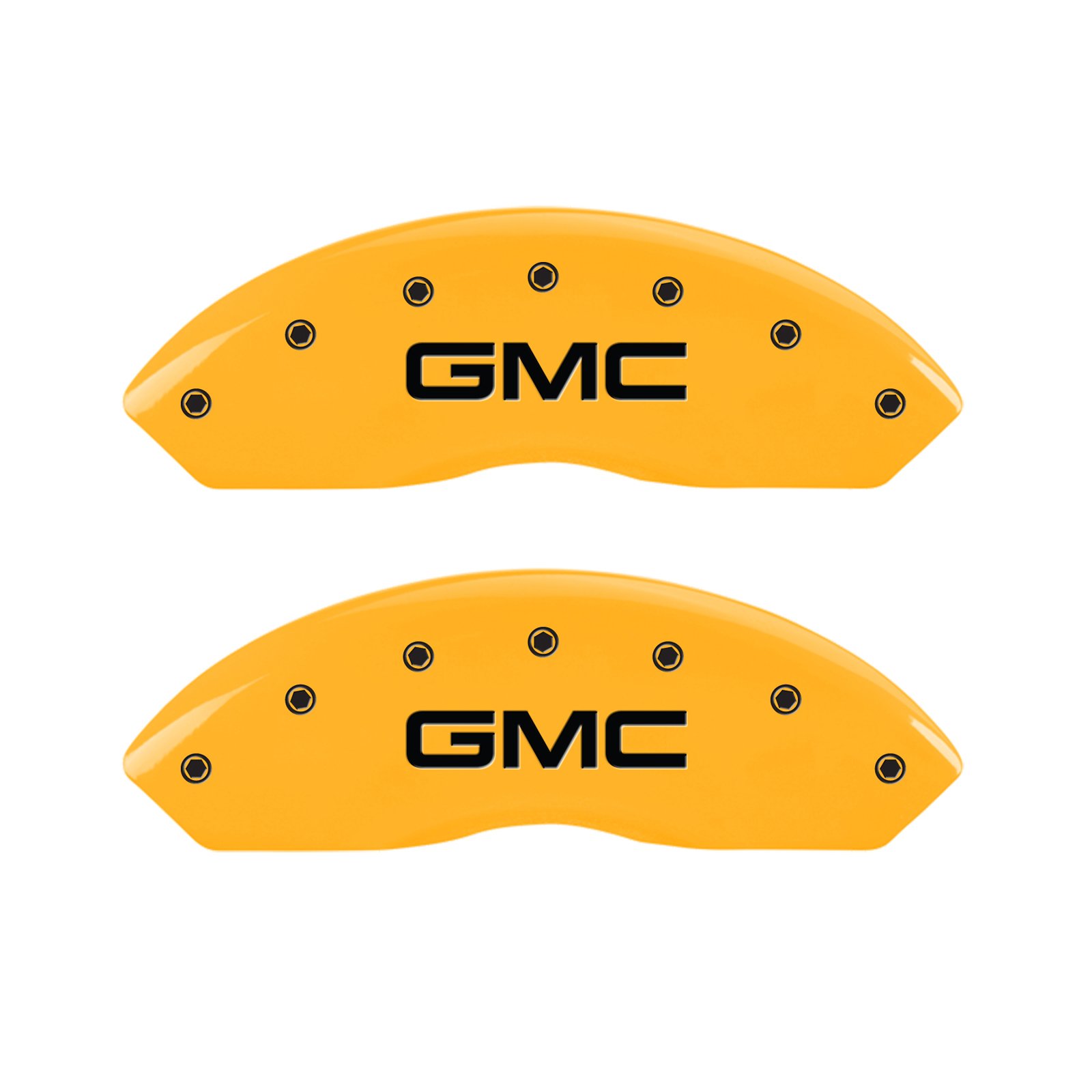 MGP Brake Caliper Covers Compatible with 2015-2020 GMC Canyon (Requires 18"+ Wheels) Powder-Coated Finish, 4 PCS Front and Rear - Yellow, GMC Engraving