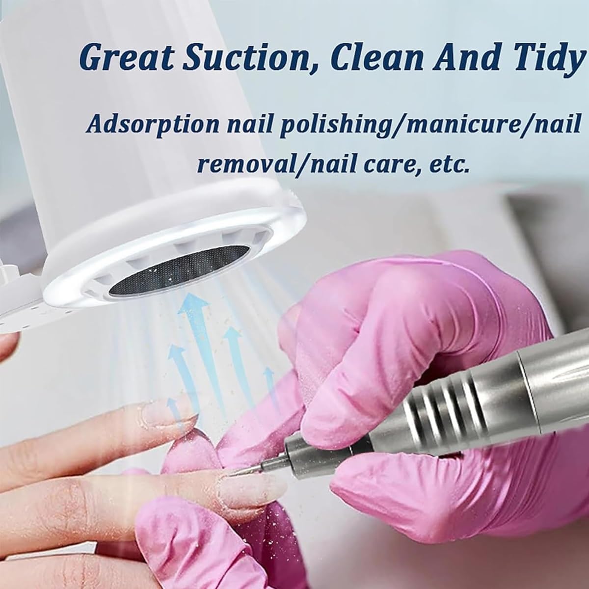 Vacuum Nail Dust Collector,Nail Vacuum Cleaner Dust Collector with Reusable Filter,with Built-in Dimmable LED, 90° Multi-Angle Adjustable,10 Wind Speeds Adjustable,and Universal Table Mount