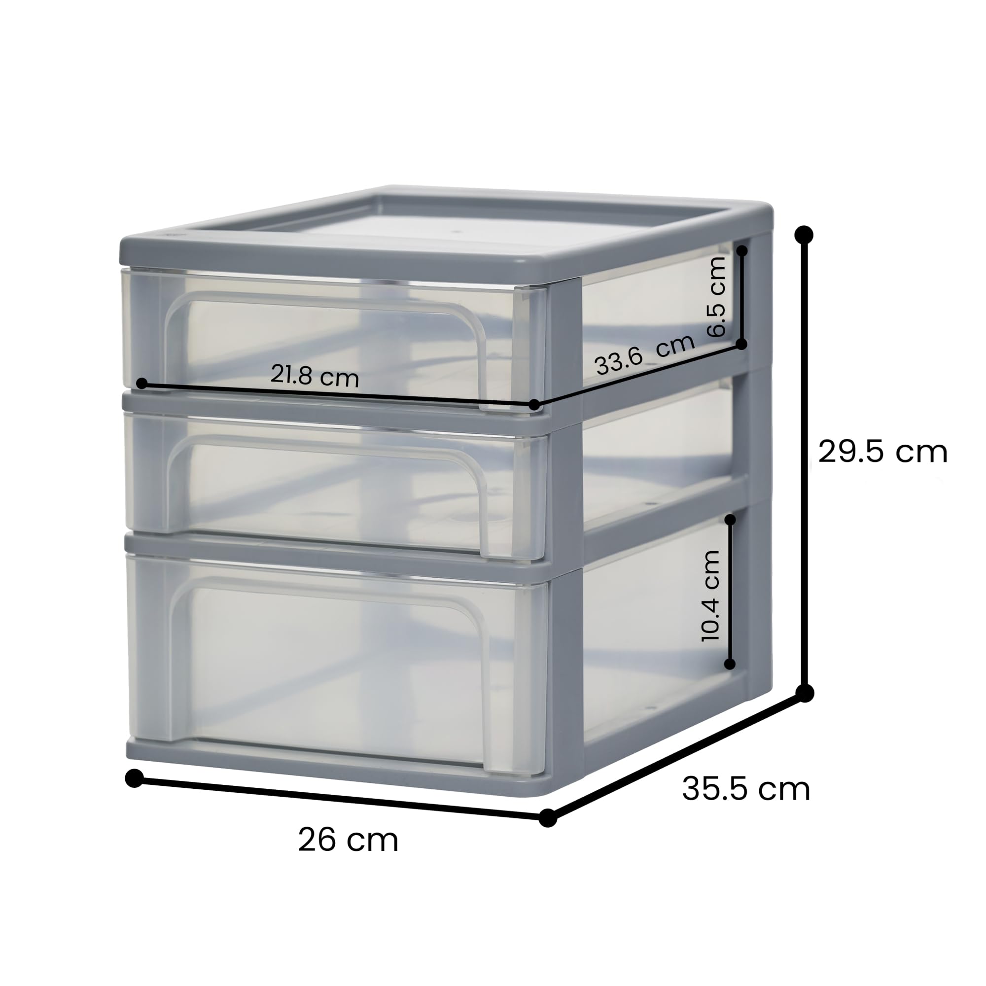 Iris Ohyama, Schreibtisch-Organizer mit 2 Flachen und 1 Tiefen Schublade, Grau, Easy-Pull-System, A4, A5 & A6 Format, Schubladenschrank für Büro, Schreibwaren, Plastik, BPA-frei, Drawer, OCH-2021