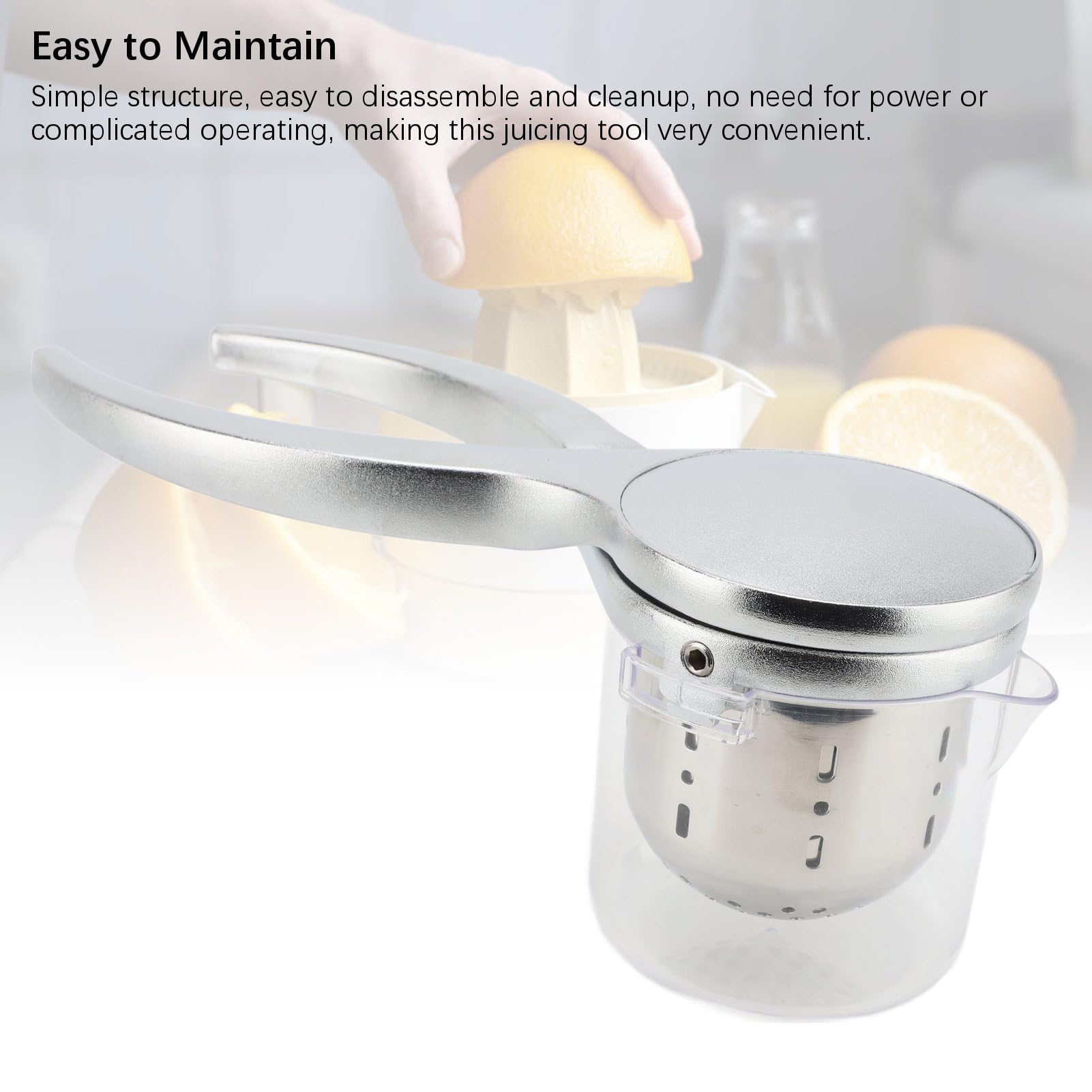 Luocute Spremiagrumi Manuale, Spremiagrumi Resistente in Acciaio Inossidabile 304 con Filtro per Semi, Manuale per Arancia Melograno Limone Lime Pressatura