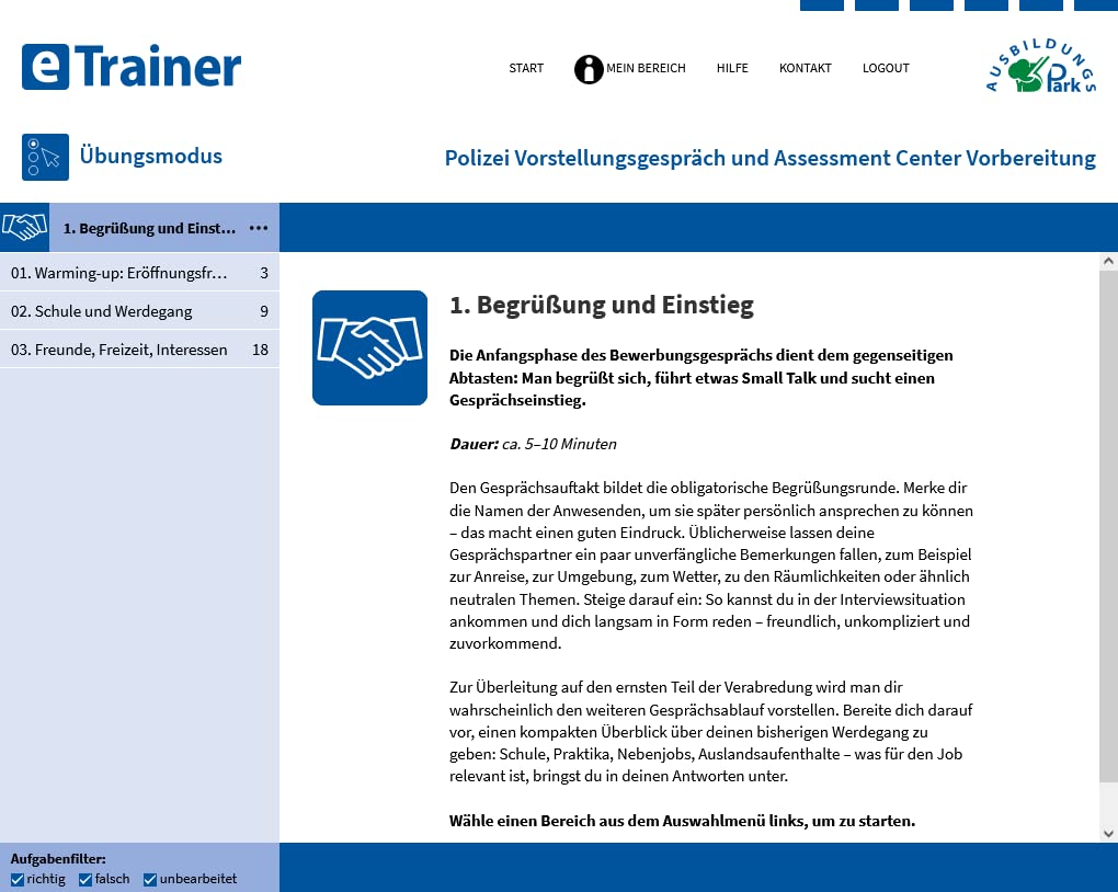 Polizei Vorstellungsgespräch und Assessment Center Vorbereitung | Online-Trainer + Buch (APO) | Die häufigsten Fragen, die besten Antworten | Interview, Vortrag, Rollenspiel, Postkorbübung & Co.