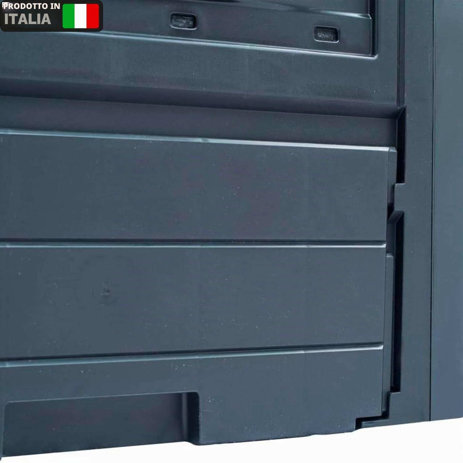 Avilia Contenitore per Compostaggio da Giardino - Compostiera con Accesso Frontale, in Polipropilene, 260L, 60x60x73cm, Nera, Made in Italy