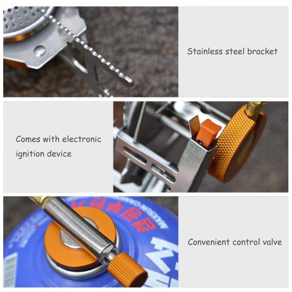 Réchaud de camping pliant en plein air Allumage électrique à économie d'énergie Kit de pique-nique portable pour la randonnée Pique-nique Trekking Réchauds de camping (Color : Silver, Size : 15 * 7.