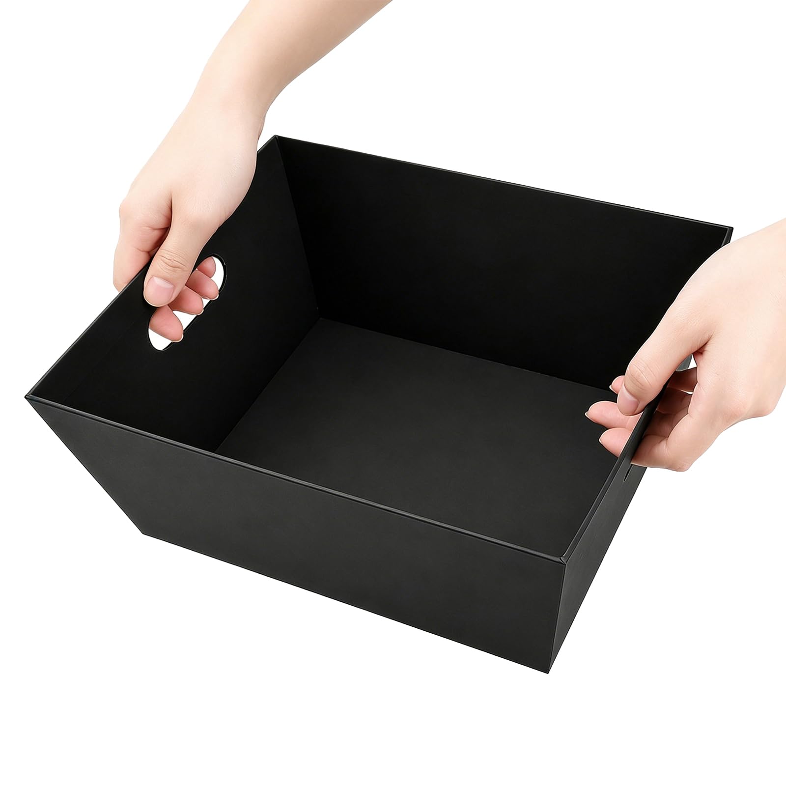 DEAYOU 5 Pack Geschenkkorb leer, 12 "x 10" Kraft-Korb mit Griff, 6 LB Karton Geschenkkorb Markt Tray, große schwarze Papierkorb Halter Container für Wein Geschenk, DIY, Lebensmittel, Snacks, Kunsthand