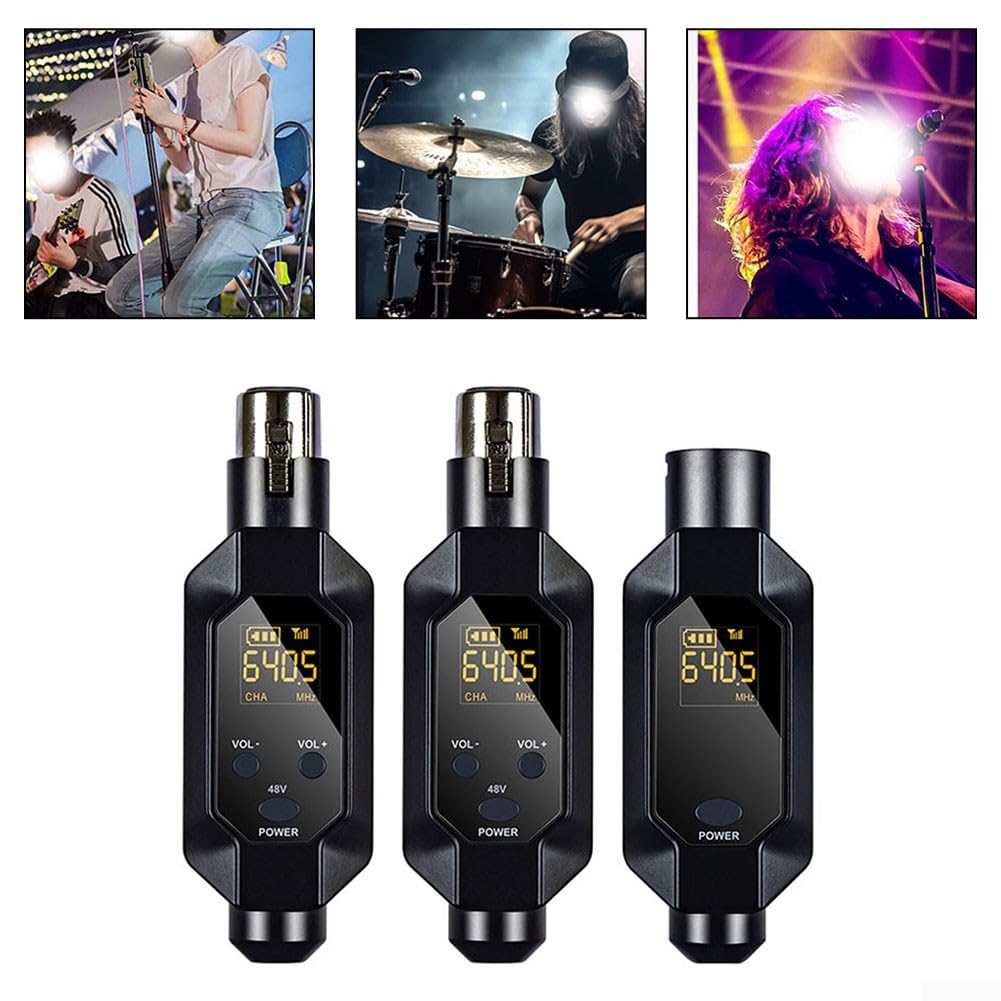 HpLive XLR Mikrofon Sender Empfänger，Kabelloser Mikrofon-Konverter，Drahtloses Mikrofon Konverter Transmitter System für dynamisches Mikrofon für Gesang/öffentliches Reden(1 in 2)