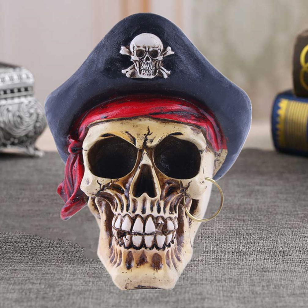Ornamento Teschio Pirata Teschio per Halloween Teschio in Resina Decorazione per La Casa Ornamenti Pirata
