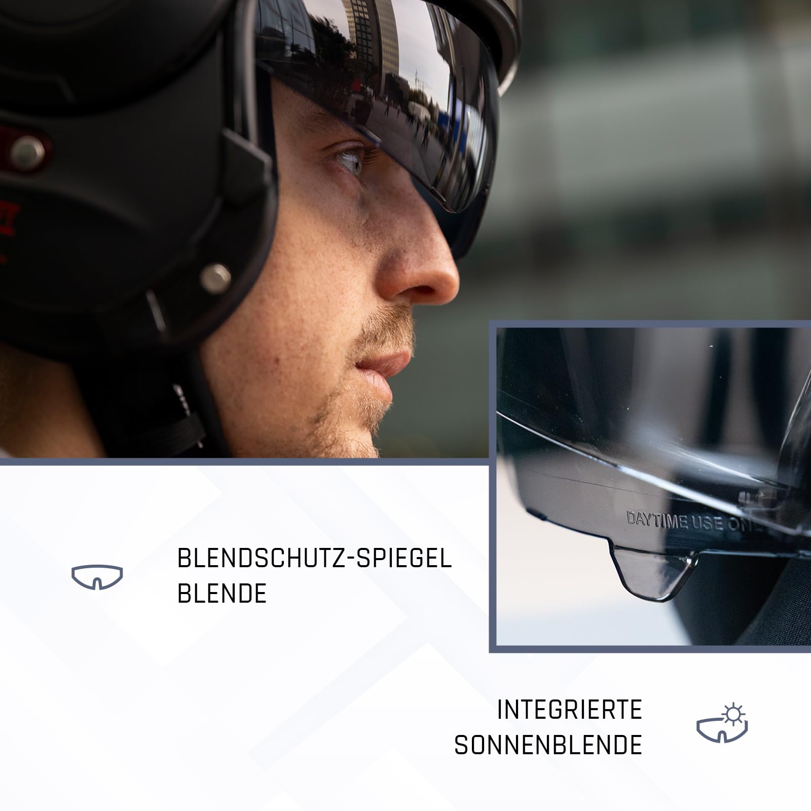 BEON Stratos Motorradhelm - Systemhelm Klapphelme mit Visier und Sonnenblende - Rollerhelm Sonnenblende - Motorrad Helm Damen & Herren - Integralhelm 180° Klappbar - Anti-Kratz-Visier - XL