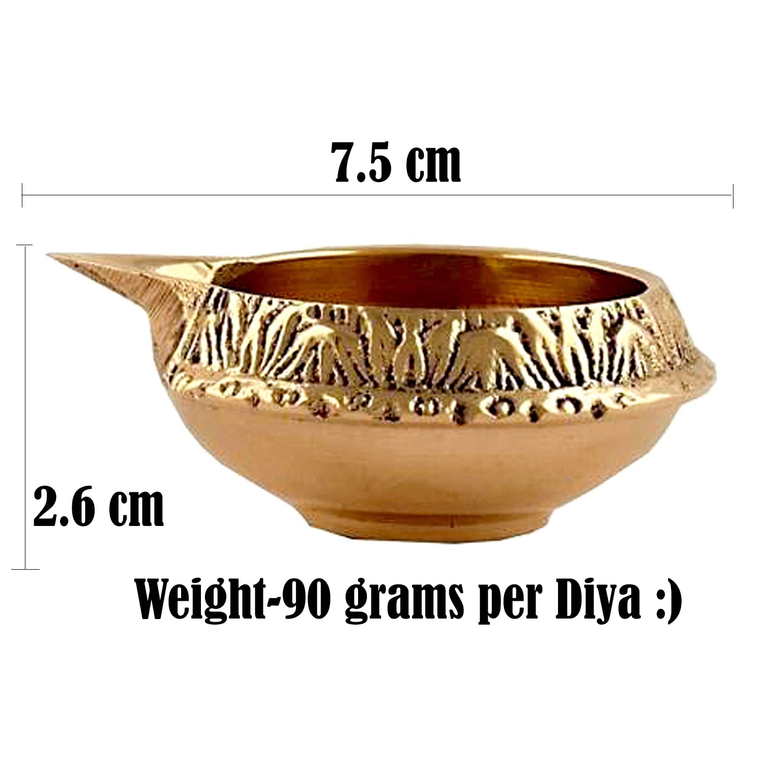 Shiv Shakti Arts Brass Diya for Puja Oil Lamp, Brass Diwali diyas, Puja Items for Diwali Decor - Deepak for Pooja Diwali Decorations Items, Diwali Lamps (Gold_7.5 X 5 X 2.6 cm) (Set of 1)
