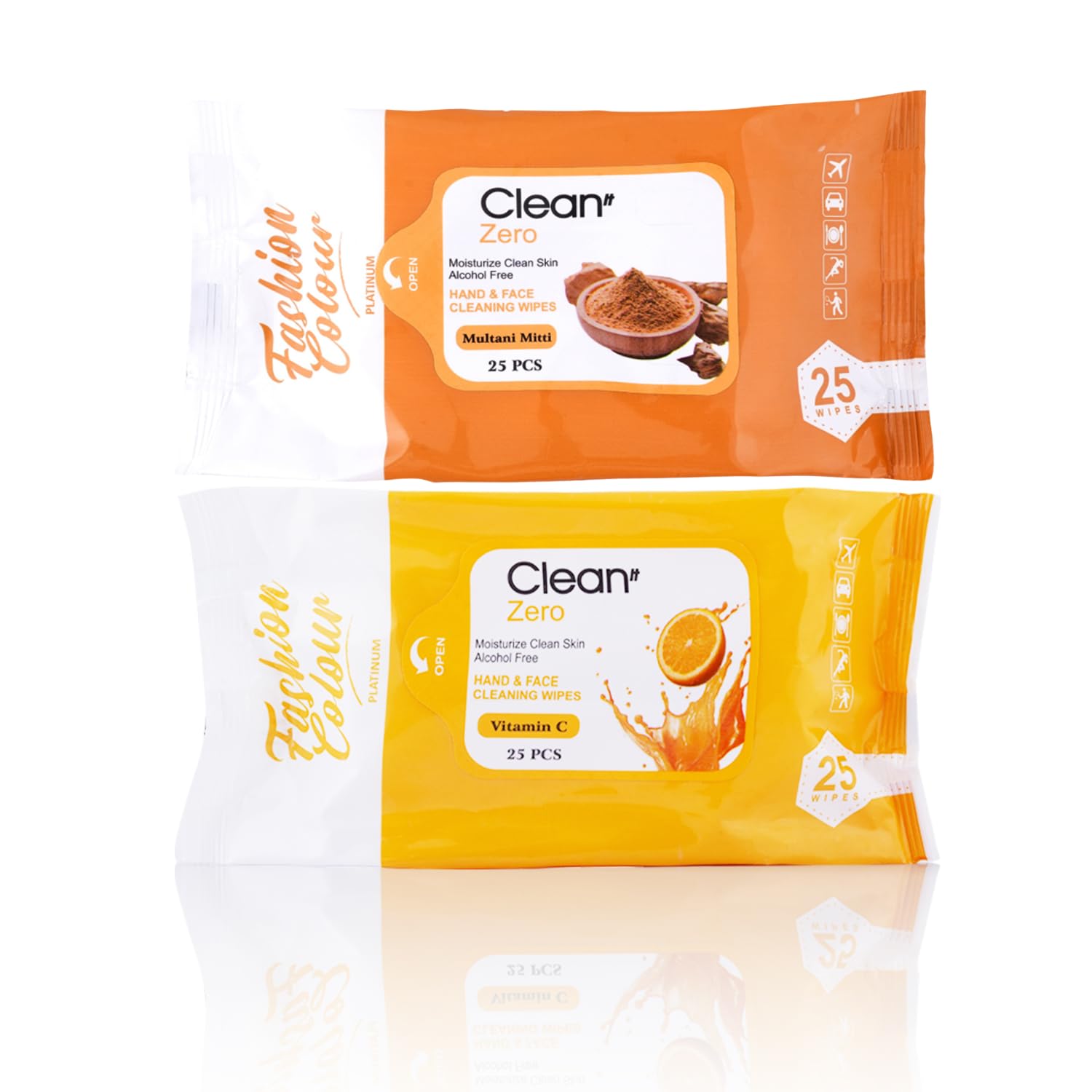 Fashion Colour Platinum Clean It Zero Hand and Face Cleaning Wipes 25N Each | Wet Wipes for Face | Hydrating,Refreshing, Soothing | (Vitamin C & Multani Mitti-PO2)-image-26