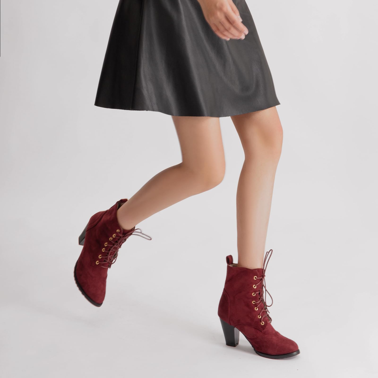 Bottines à talon bloc avec laçage pour femme fashion