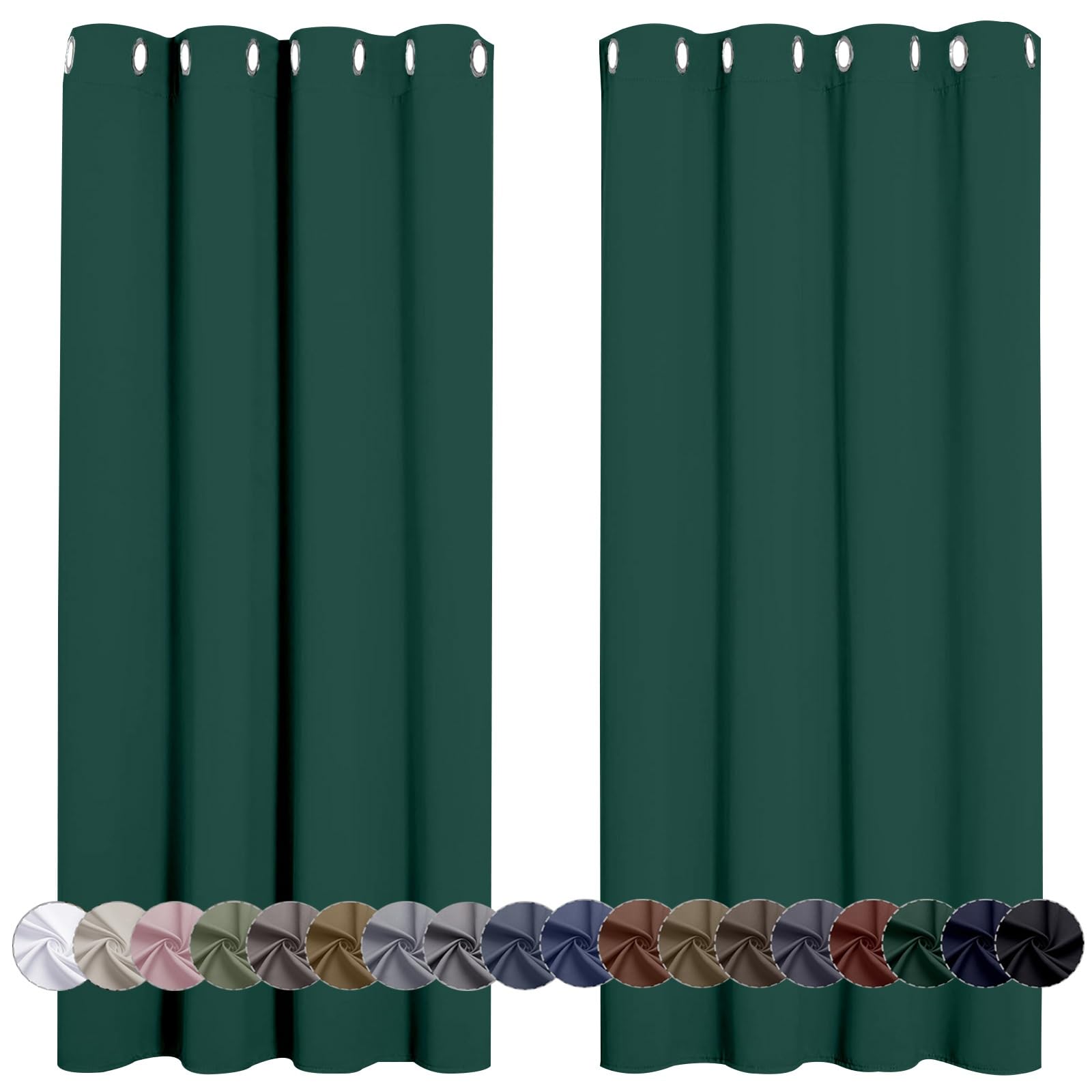 Longcao Dark Green Blackout Curtains For Bedroom 120 X 110 Cm Soft Texture Darkening Energy Saving Privacy Curtains & Drapes Pencil Pleat Blackout For Bedroom Kitcken Living Room,