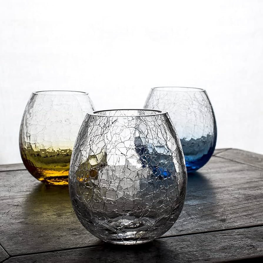 Amazon | FLYILIA 氷割れ文様 氷裂文 ガラスコップ ウイスキーグラス