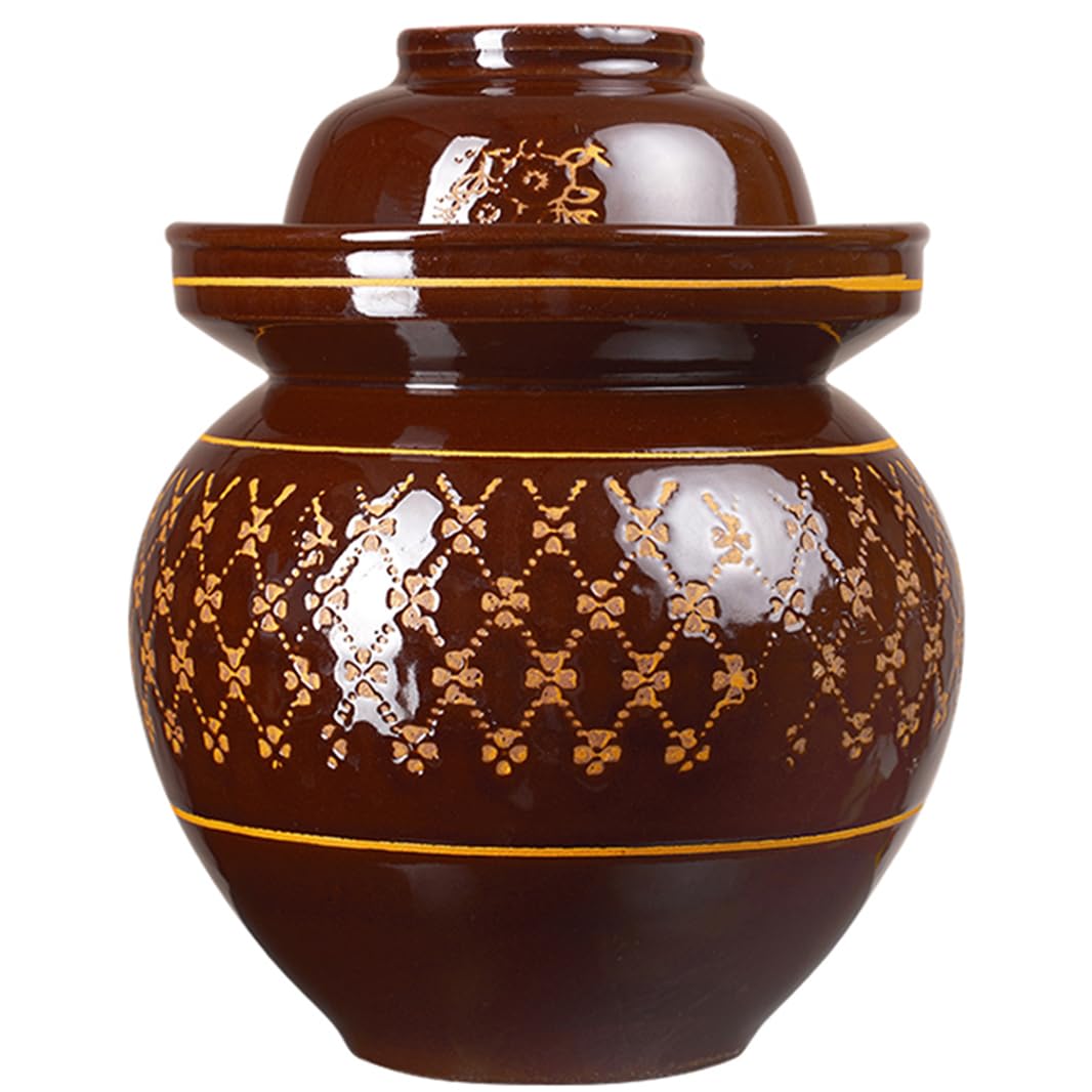 Ceramiczny słoik na marynaty z pokrywkami, duży tradycyjny chiński porcelanowy słoik do marynowania, ceramiczny garnek fermentacyjny z uszczelką wodną pokrywką śluzy powietrznej, garnek z kapustą