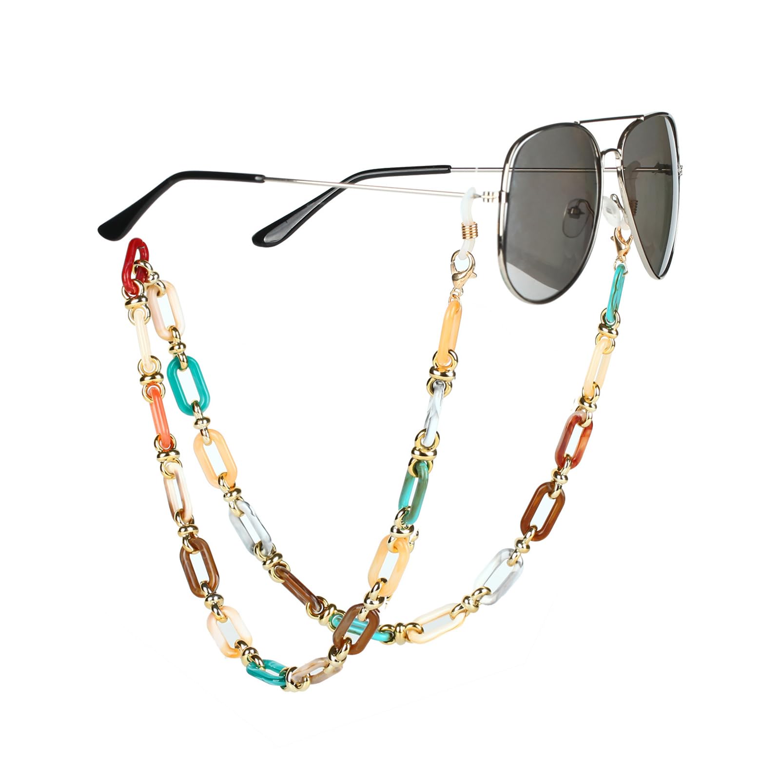 CEEGEWW 1 PCS Acrylic Glasses Chain, Eyeglass Chain Eyewear Retainer Around Neck Sunglasses, Adjustable Glasses Fixing Strap, Fashionable Anti-Lost Mouthpiece Lanyard, Suitable for Various Scenarios
