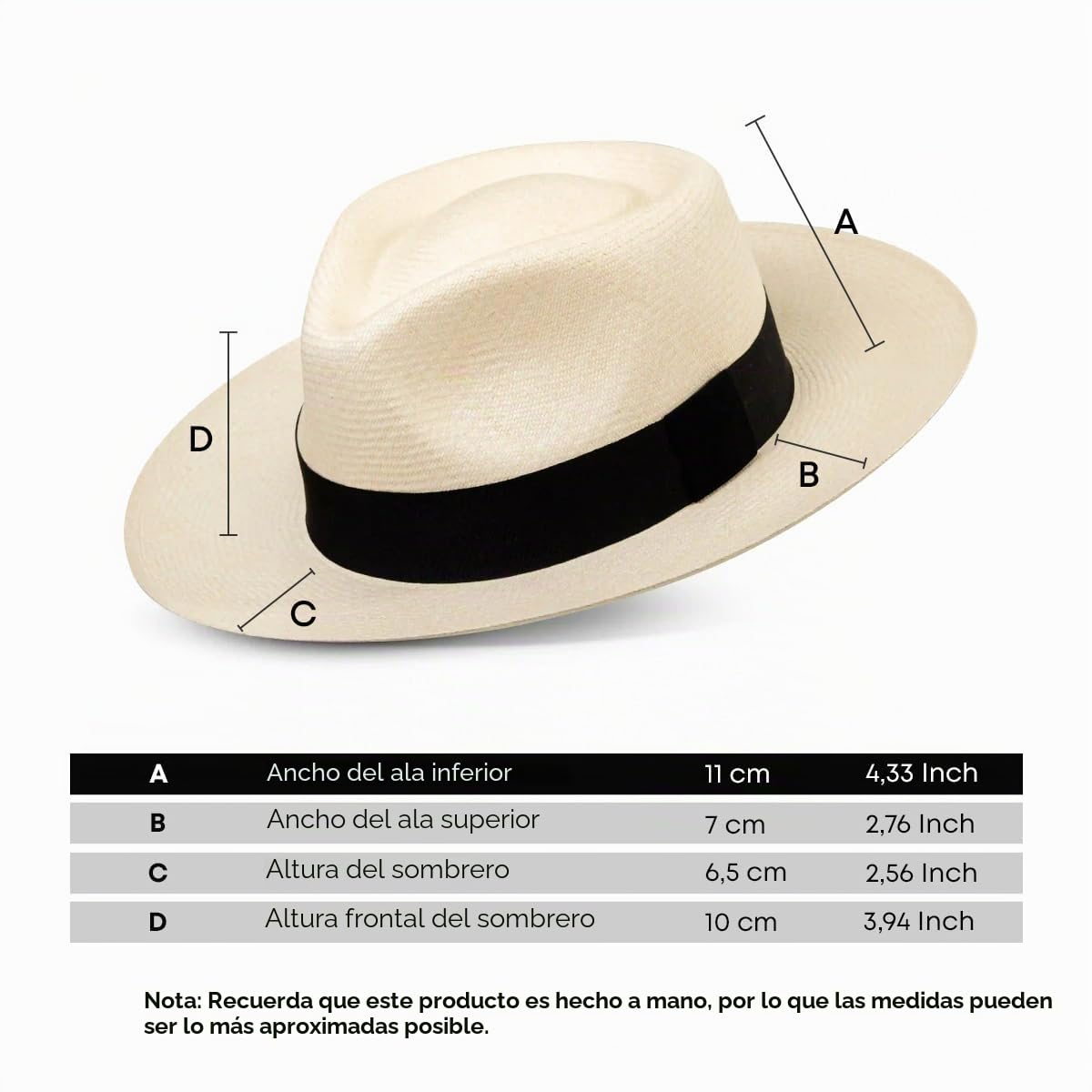 Sombrero de Panamá fino | Fedora auténtica | Estilo | Montecristi hecho a mano | Paja Toquilla | Unisex| Grde 15-16| Bolsa de cubierta