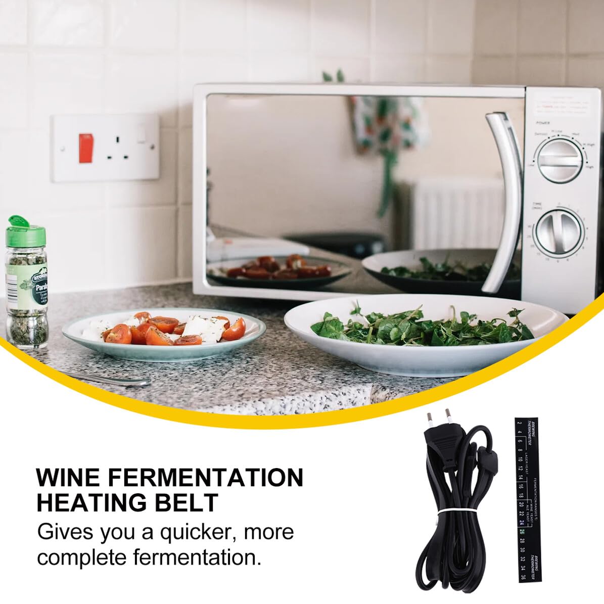 Cintura Riscaldante Nero Silicone per Fermentazione Birra Temperatura Uniforme e Alta Densità di Potenza, Accessorio Spina UE per Fermenter e Lievito